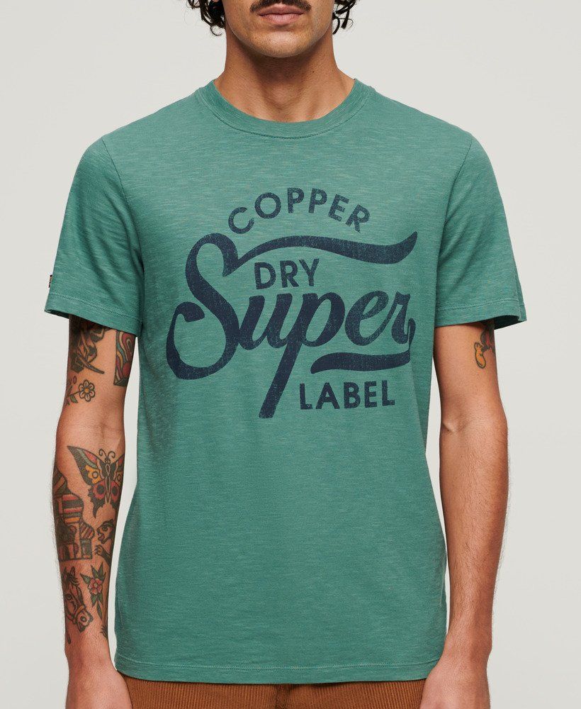 Superdry Copper label script tee Drius green slub 2900145981098