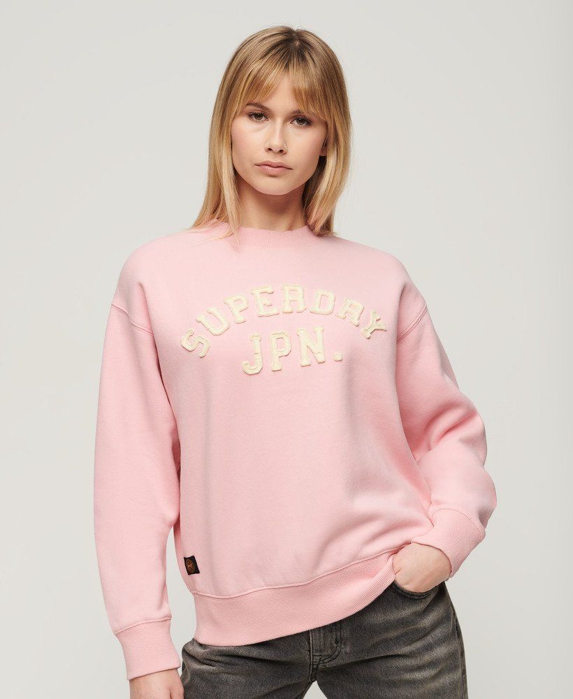 Superdry Applique athletic loose sweat Romance rose pink 2900145997075