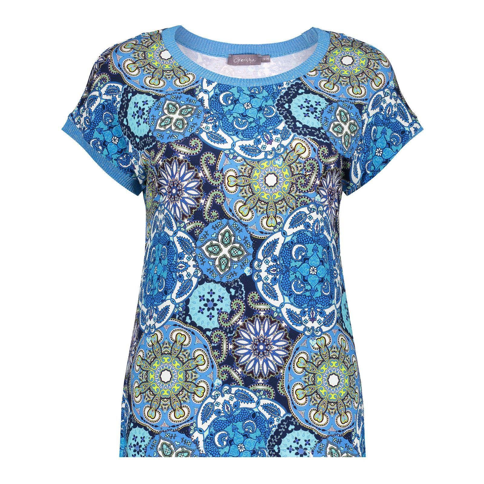 geisha T-shirt aop fancy rib 625 Pr.03-24-1 blue/kiwi 00107715-EKA26013800000045