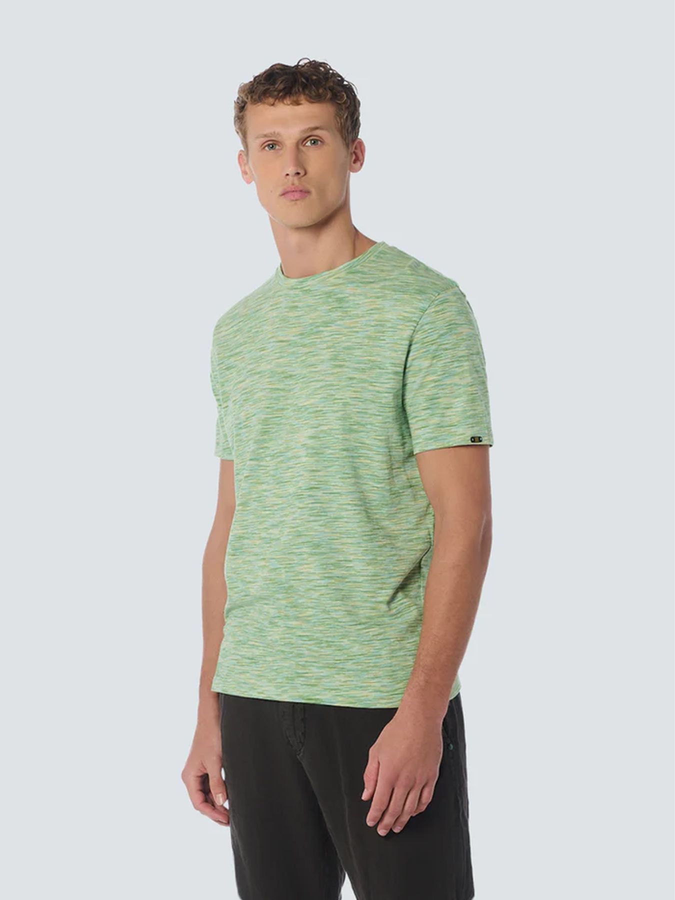 No Excess T-Shirt Crewneck Multi Coloured Melange Stripes 058 mint 00107759-EKA14000100000067