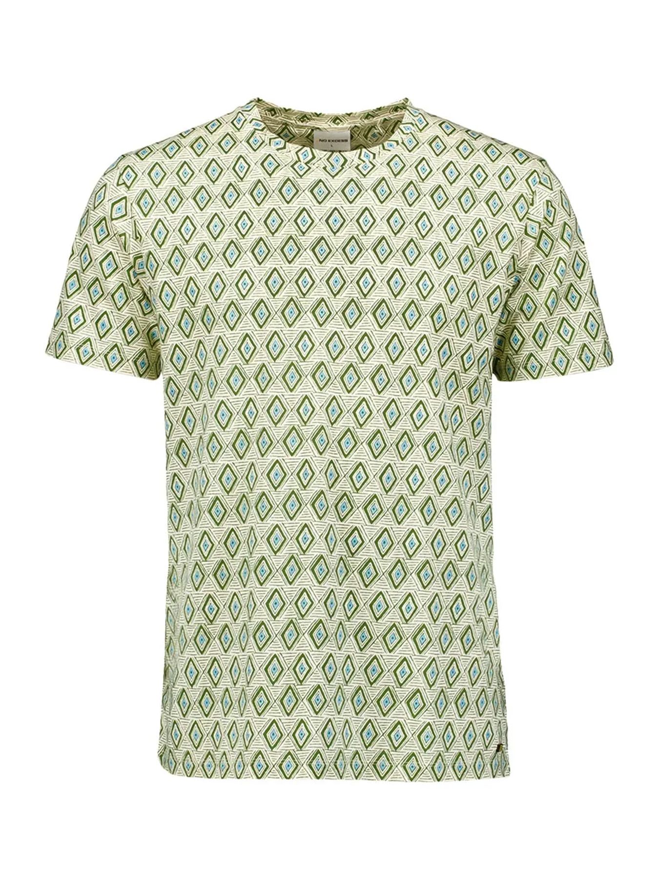No Excess T-Shirt Crewneck Allover Printed Garment Dyed Slub 050 green 00107761-EKA14000100000068