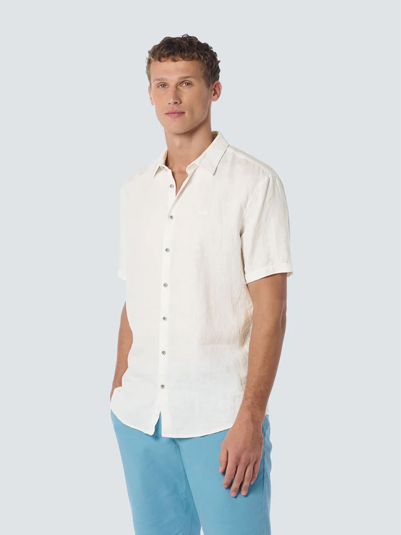 No Excess Shirt Short Sleeve Linen Solid 010 white 00107769-EKA14000100000075