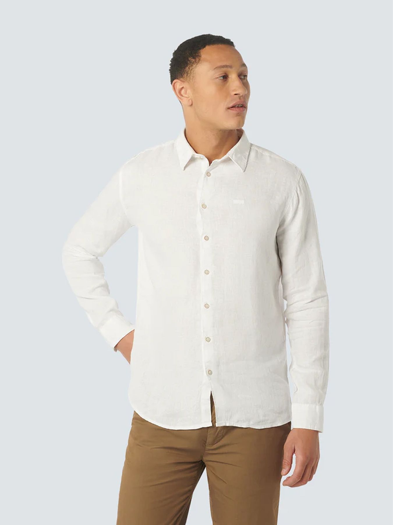 No Excess Shirt Linen Solid 010 white 00107770-EKA14000100000075
