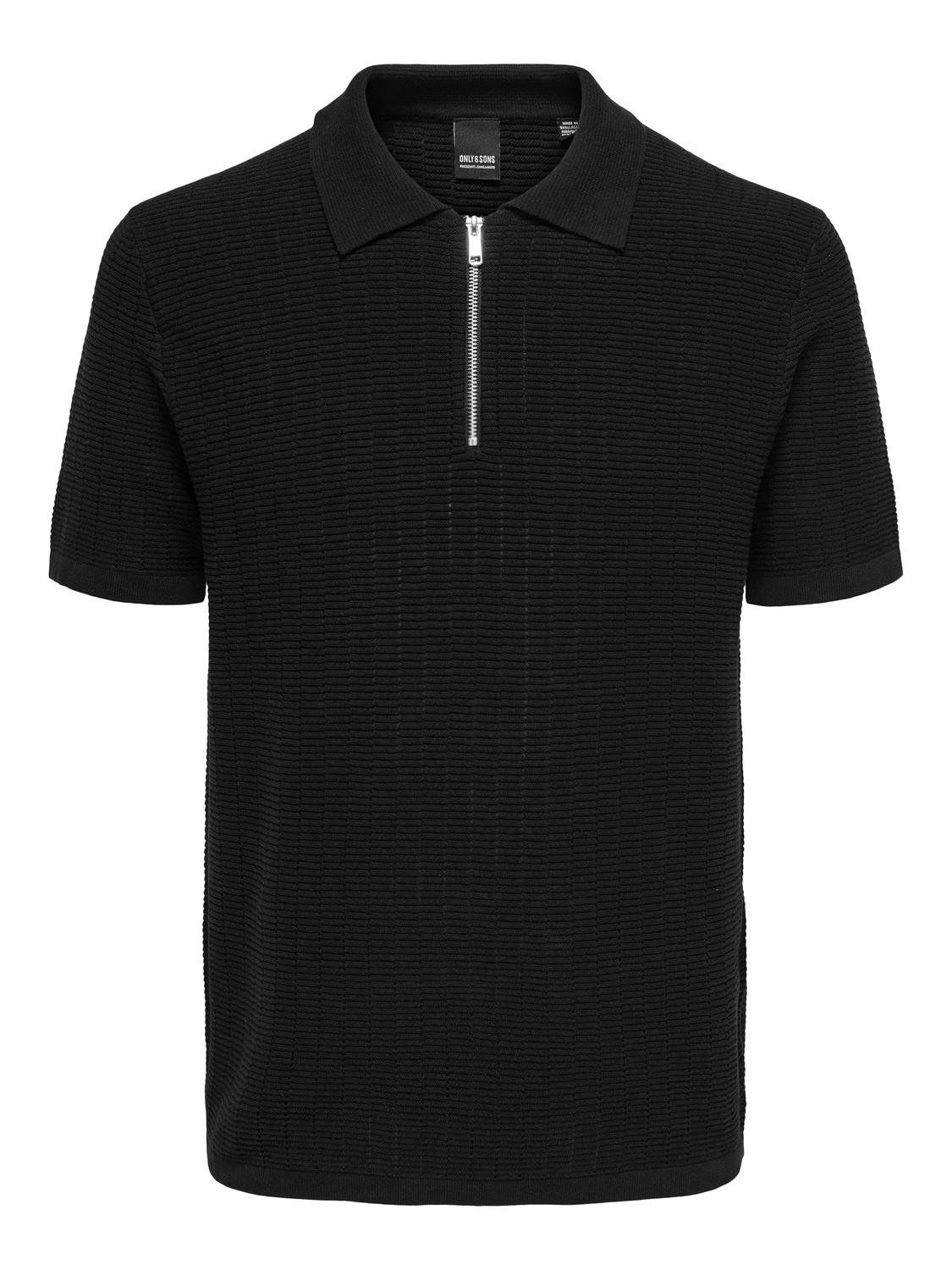 Only & Sons ONSDOMI DS 12 STRUC HALF ZIP POLO K Black 2900146202048