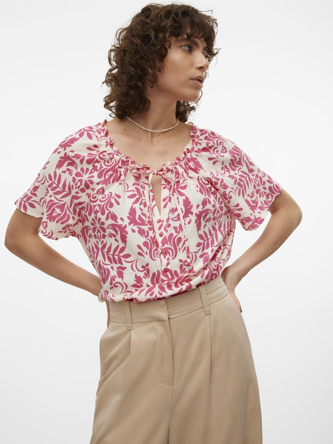 Vero Moda VMIMMA S/S V-NECK TOP WVN BTQ Raspberry Sorbet/IMMA 2900146515032