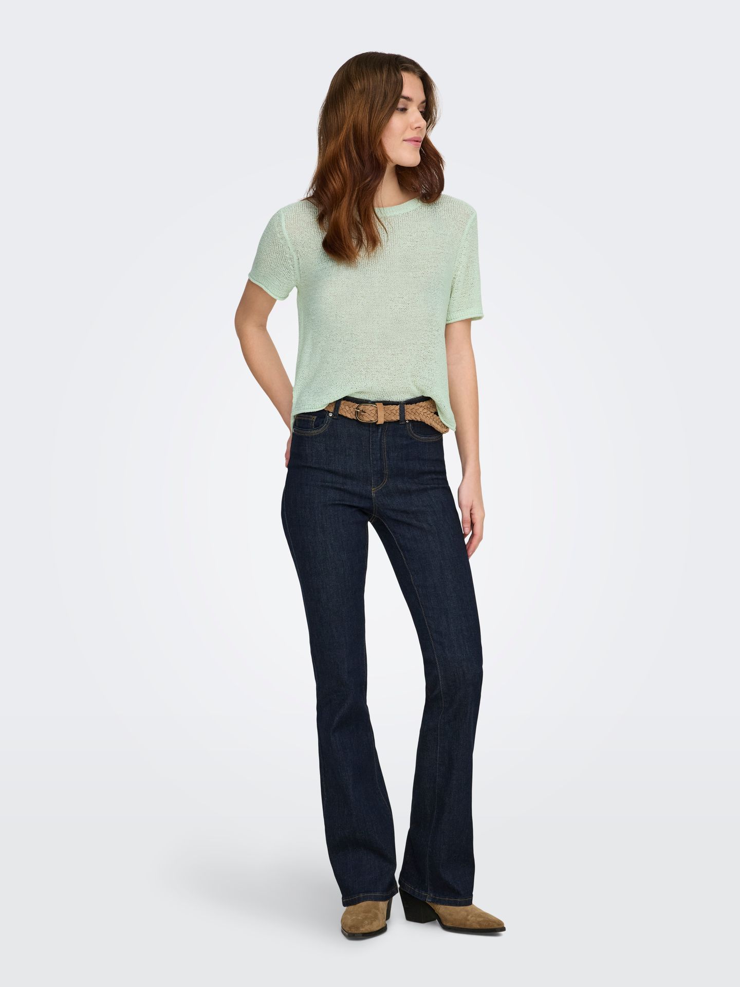 Only ONLSUNNY S/S PULLOVER KNT NOOS Green Lily 2900162763035