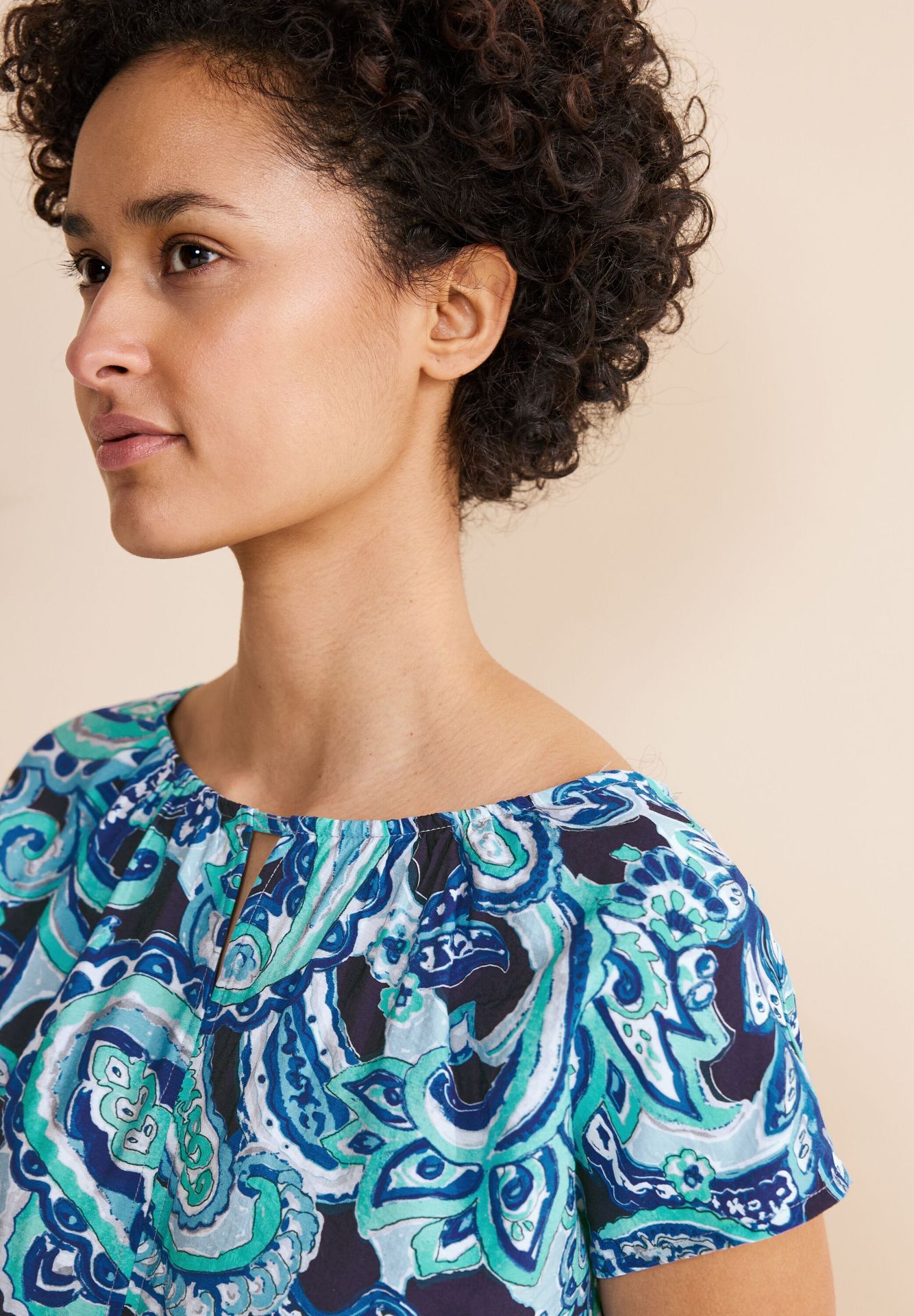 Street-One A321161 printed mat-mix shirt w.cut intense aqua 2900146562043 Street-One A321161 printed mat-mix shirt w.cut intense aqua 2900146562043