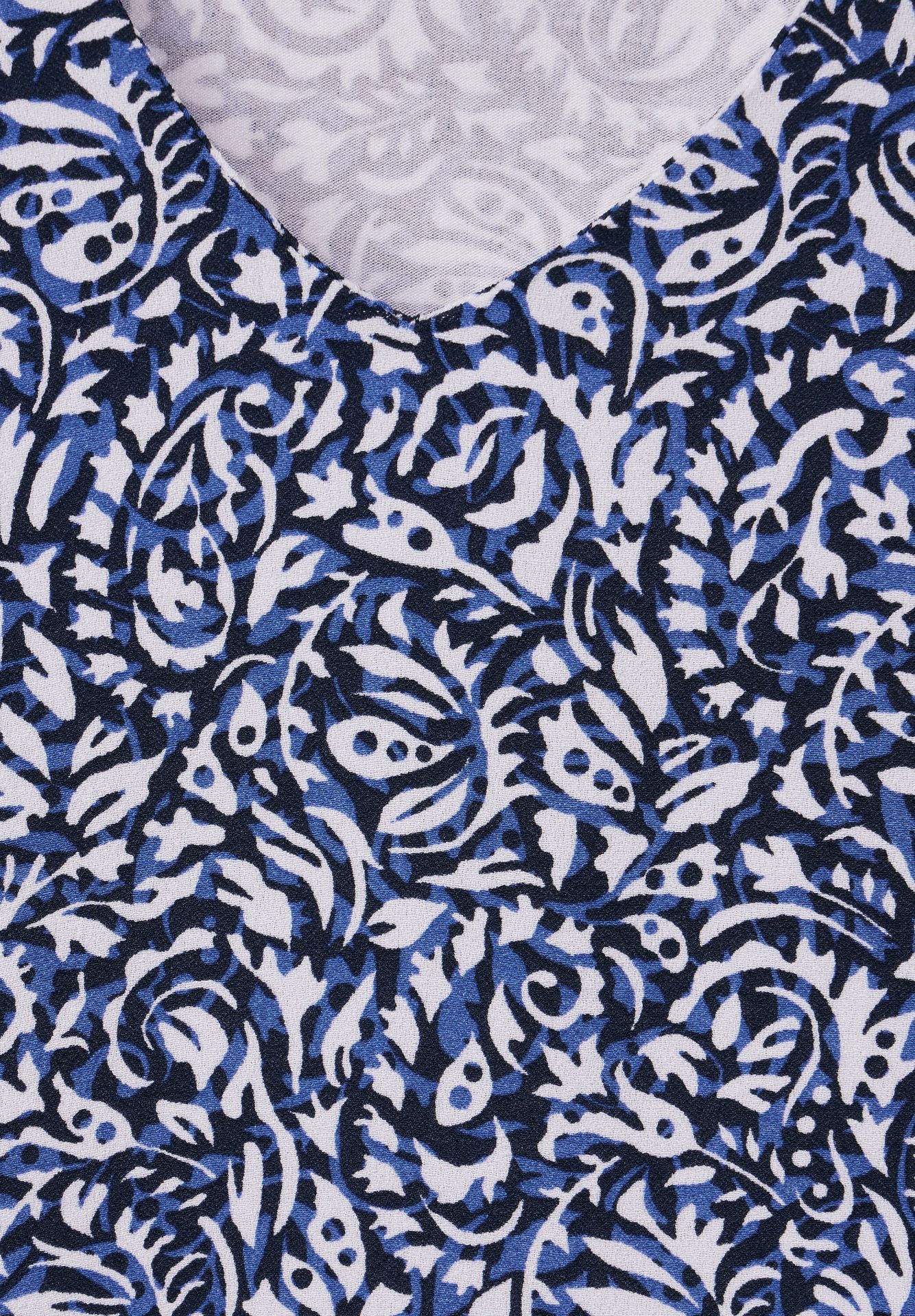 Street-One A321163 printed v-neck mat-mix shir intense royal blue 2900146563026 Street-One A321163 printed v-neck mat-mix shir intense royal blue 2900146563026