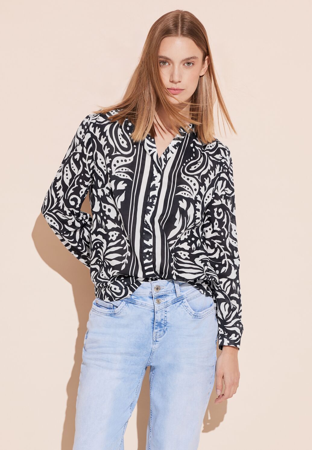 Street-One A344579 Printed splitneckblouse w g deep blue 2900146587039