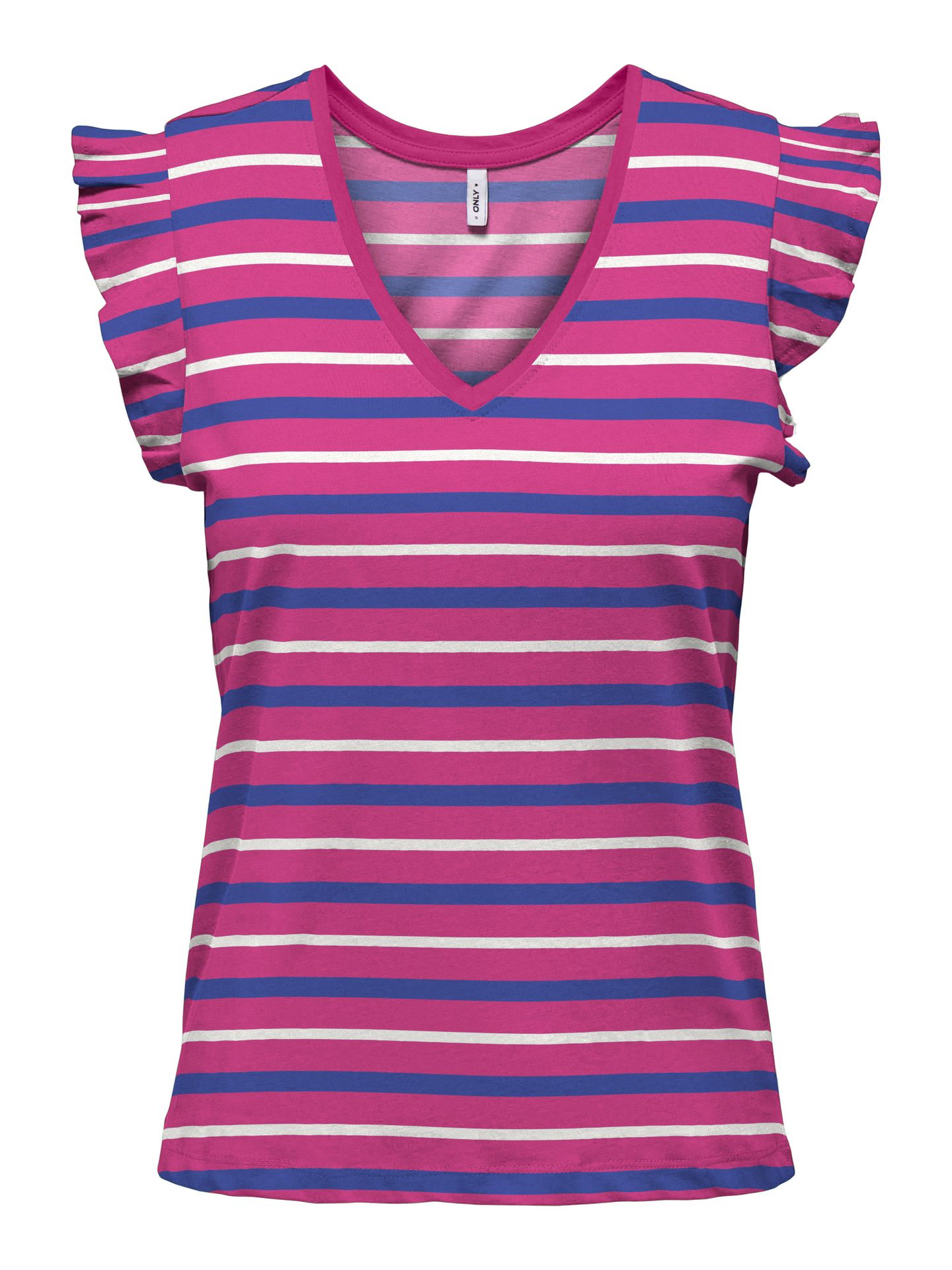 Only ONLMAY LIFE S/S FRILL V-NECK TOP BO Dazzling Blue/Rasberry rose + cd (e 2900147044036 Only ONLMAY LIFE S/S FRILL V-NECK TOP BO Dazzling Blue/Rasberry rose + cd (e 2900147044036