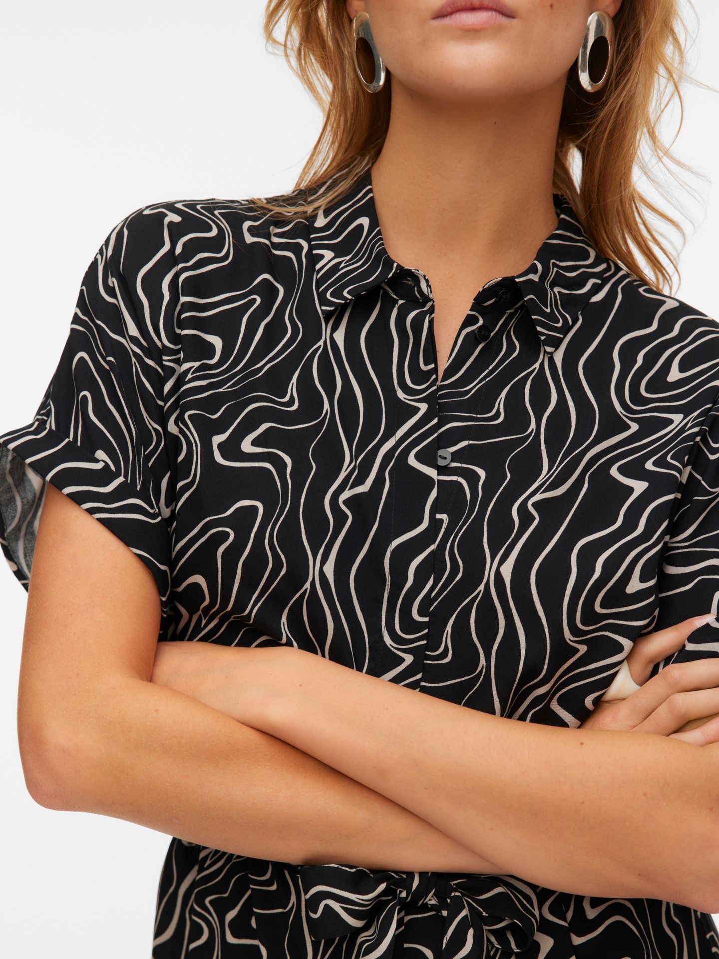 Vero Moda VMEASY JOY S/S SHIRT DRESS WVN GA Black/Dana 2900166795049