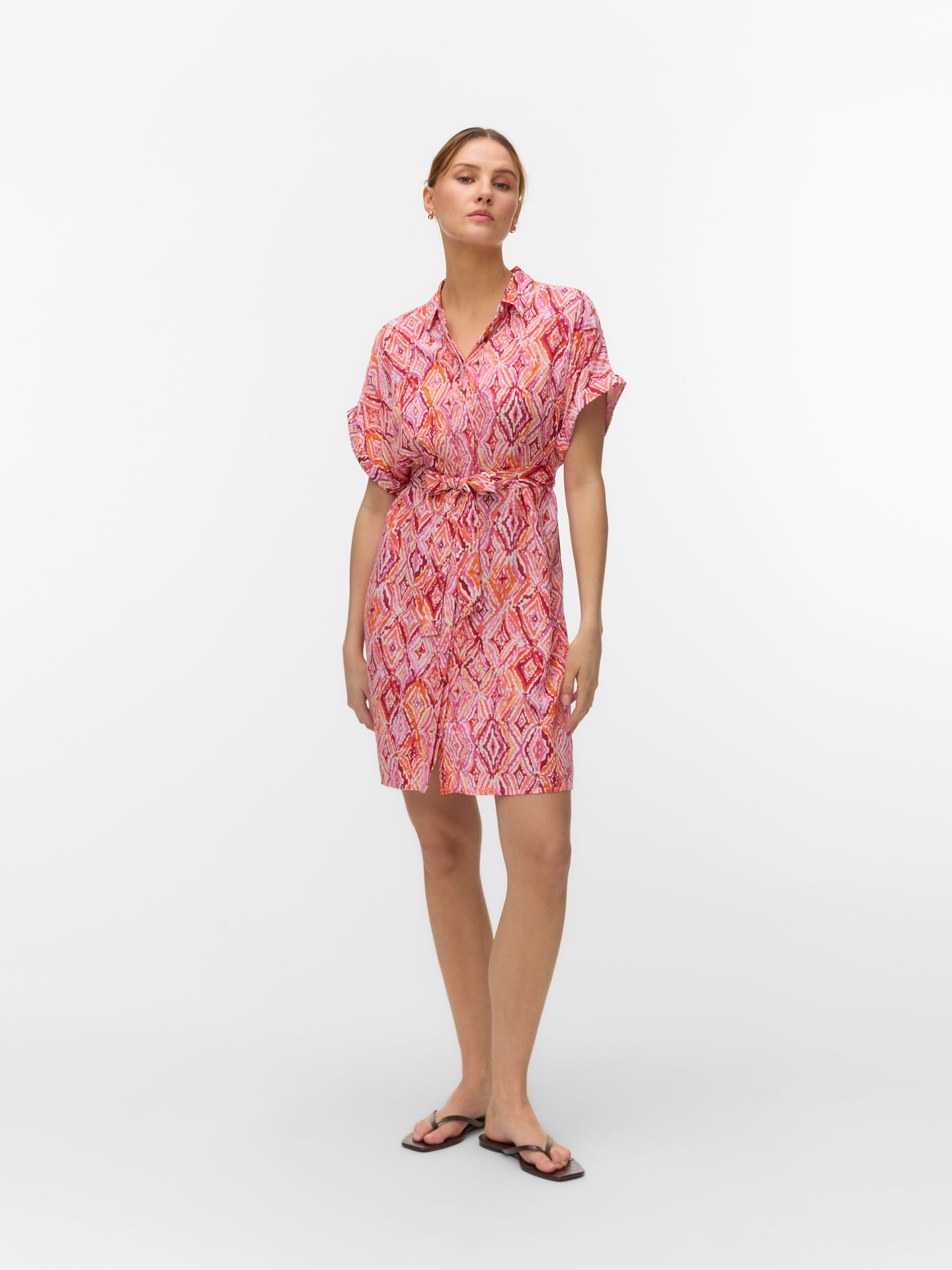 Vero Moda VMEASY JOY S/S SHIRT DRESS WVN GA Snow White/Dina 2900166818038