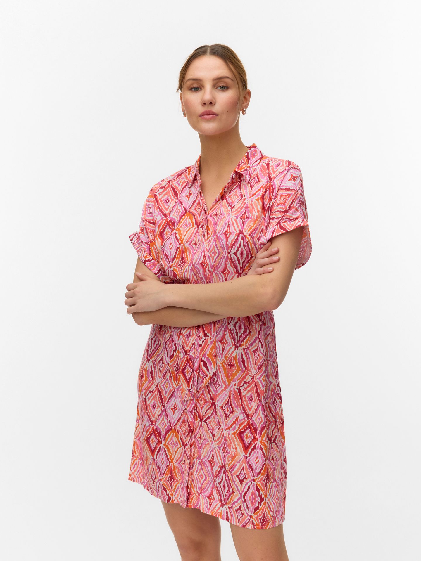 Vero Moda VMEASY JOY S/S SHIRT DRESS WVN GA Snow White/Dina 00108289-EKA26011400003547