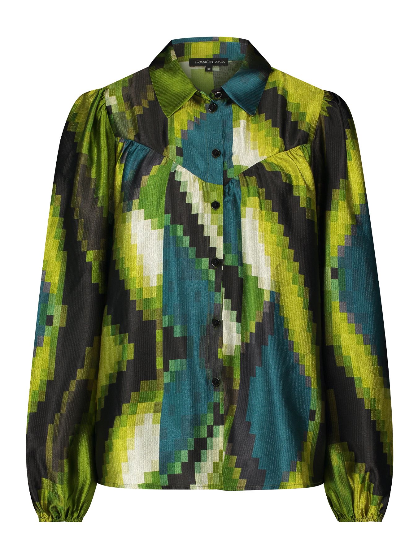 Tramontana Blouse Pixeled Forest Print Greens 009996 2900147496019