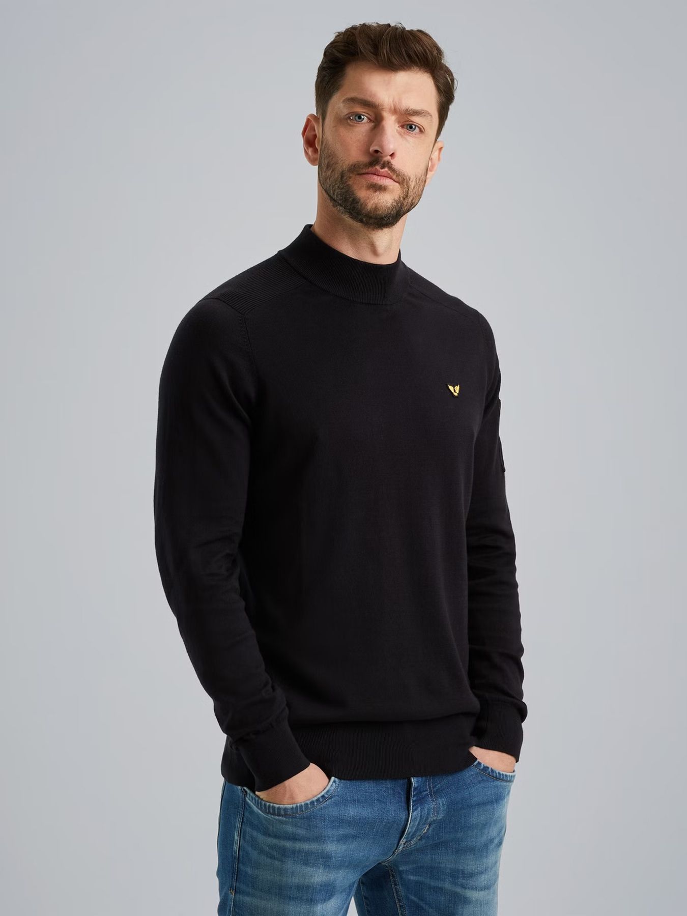 Pme Legend Mock neck cotton knit Black 00108514-999