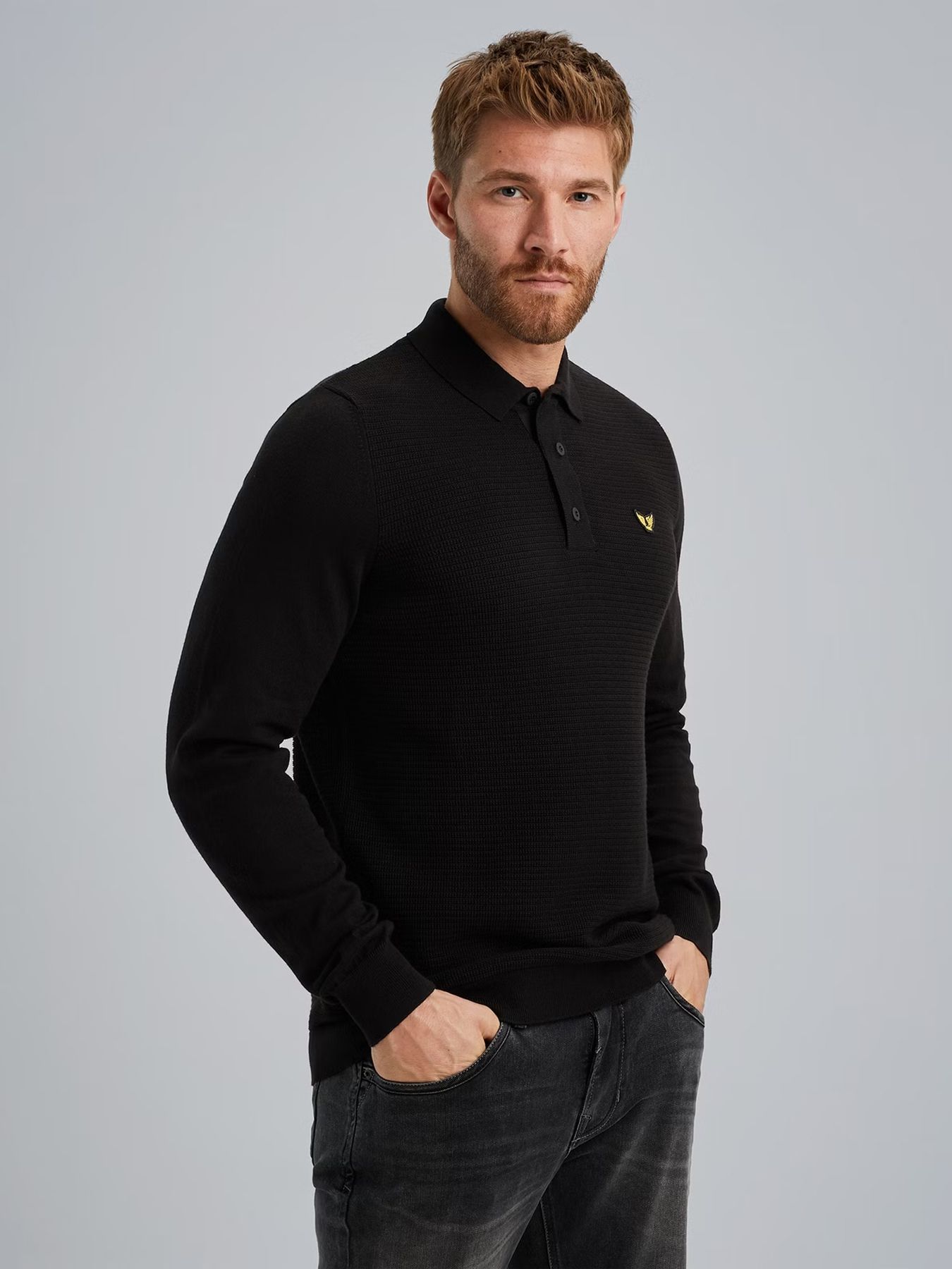 Pme Legend Long sleeve polo cotton Black 00108515-999