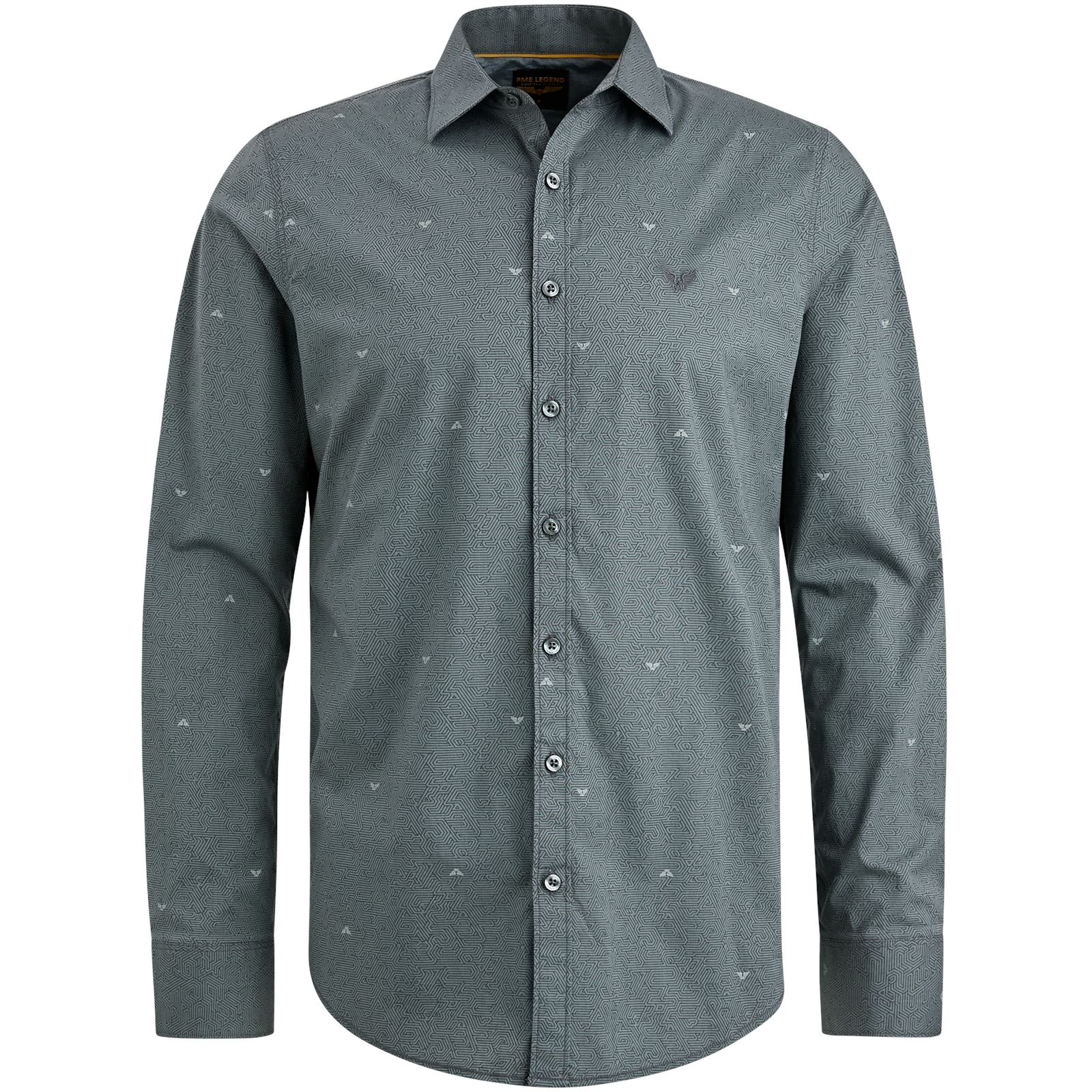 Pme Legend Long Sleeve Shirt Print On Poplin Black Onyx 2900147522046