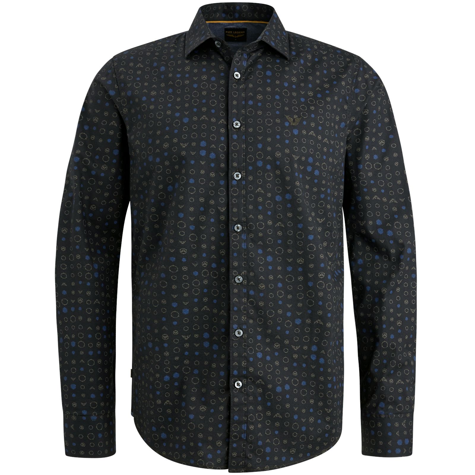 Pme Legend Long Sleeve Shirt Print on Poplin Black Onyx 2900147524033