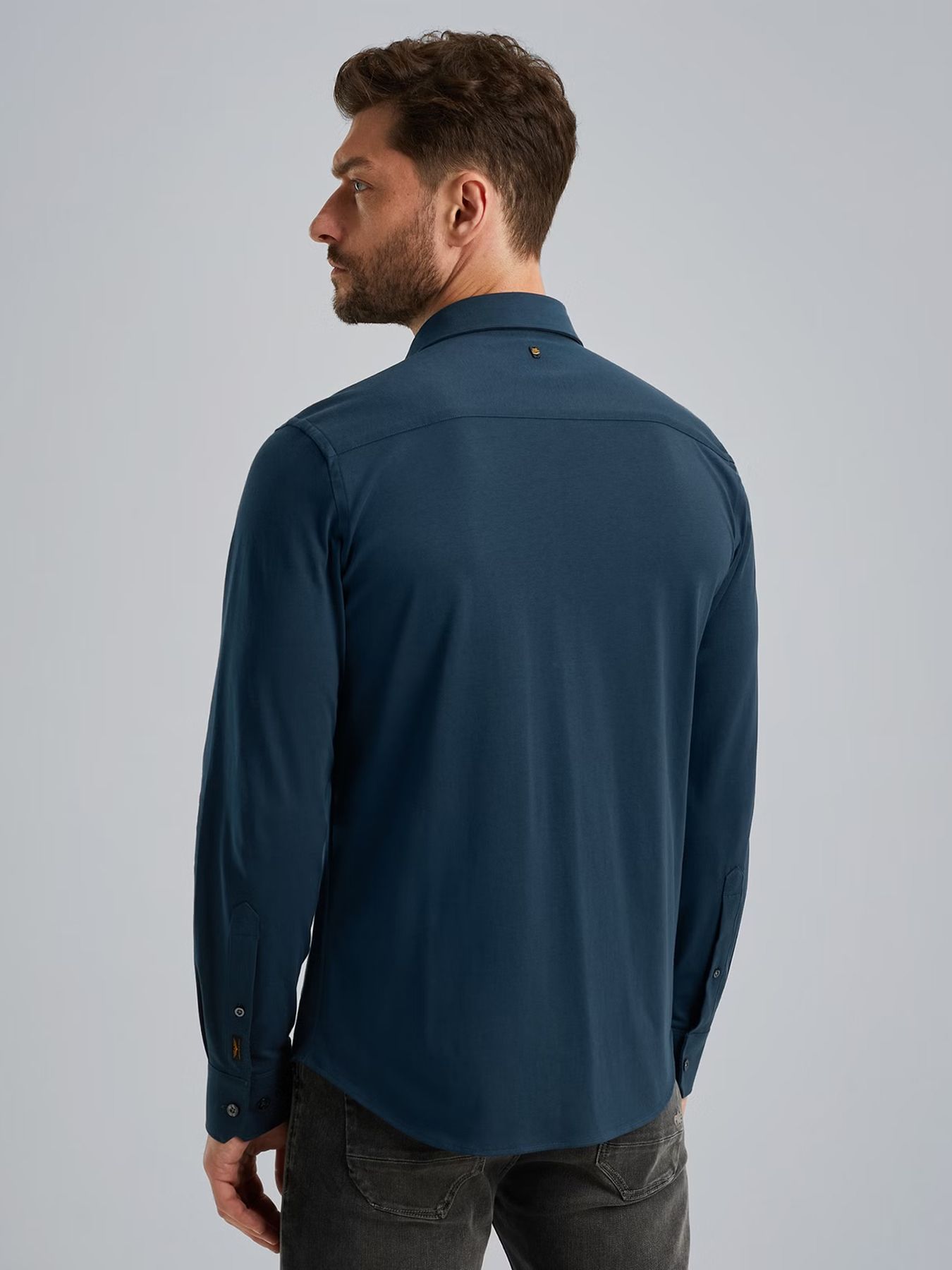 Pme Legend Long Sleeve Shirt Satin Jersey Navy Blazer 2900147540026