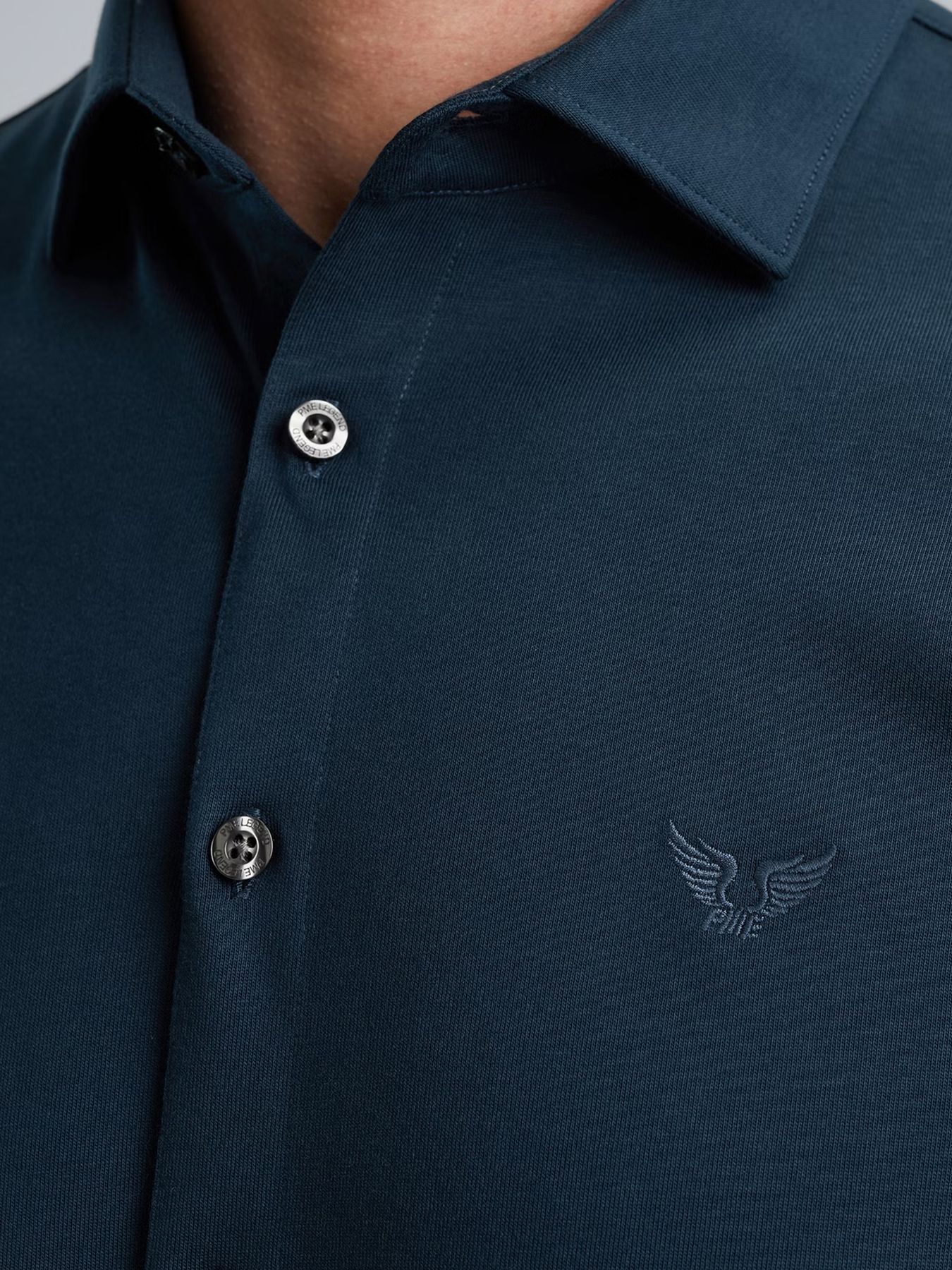 Pme Legend Long Sleeve Shirt Satin Jersey Navy Blazer 2900147540026