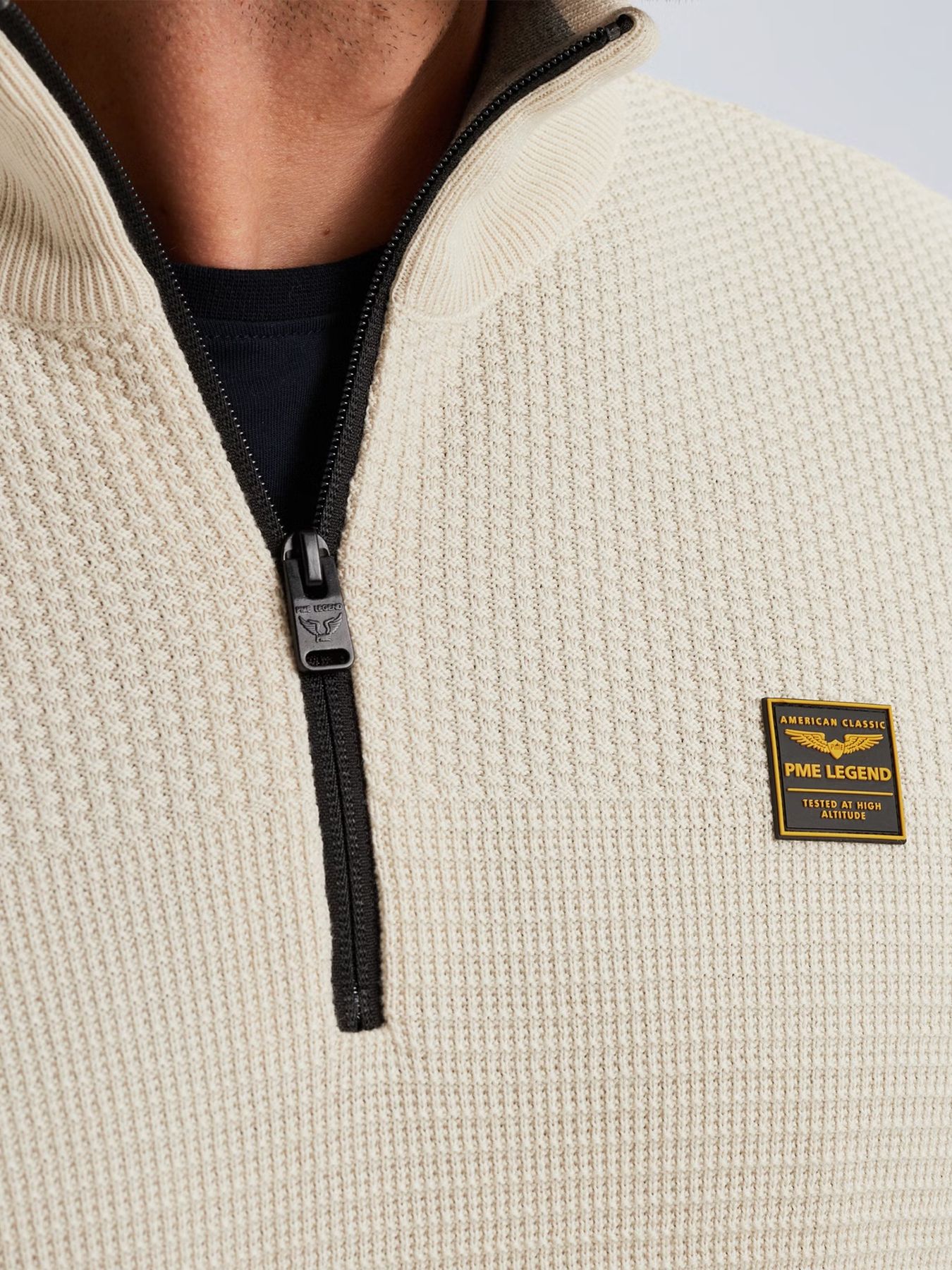 Pme Legend Half zip collar cotton mouline Bone White 2900147549029