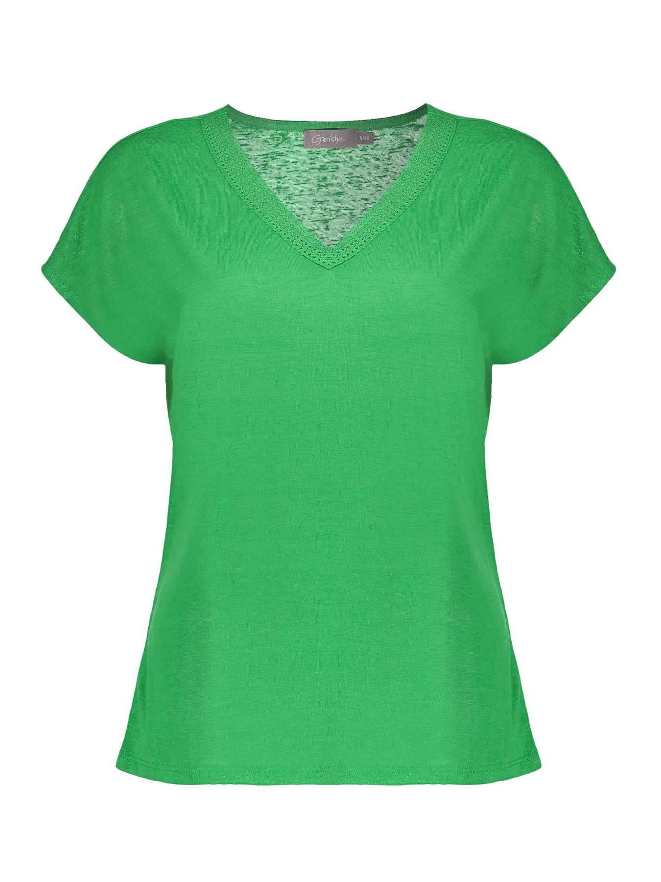 geisha T-shirt fake linen with tape 530 green 2900147614079