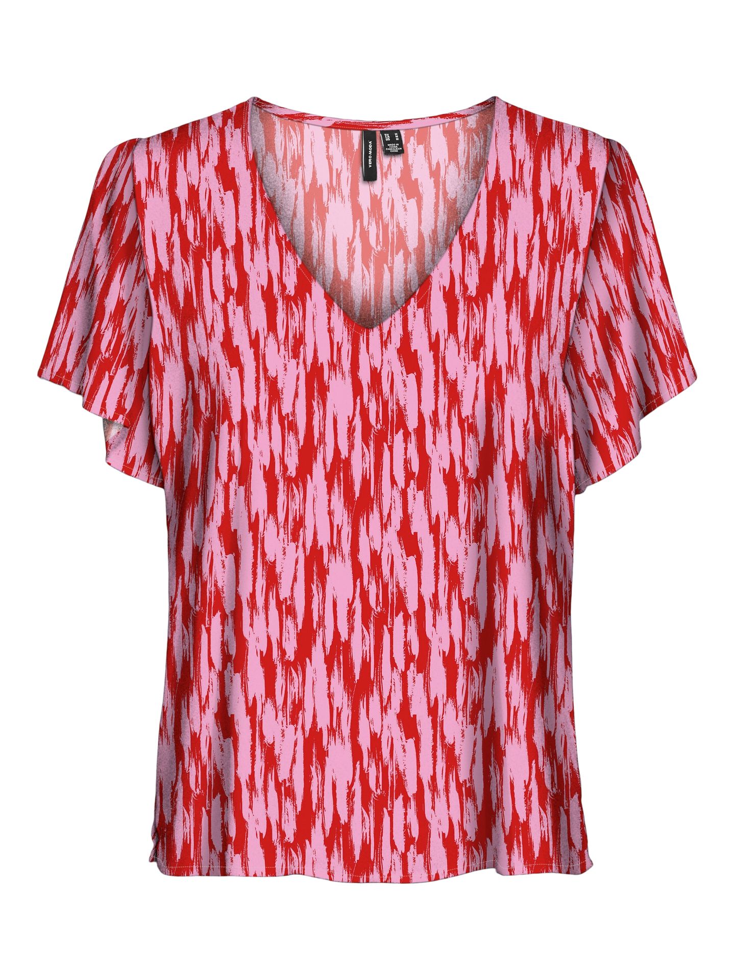 Vero Moda VMEASY JOY V-NECK SS BLOUSE WVN GA Fiery Red/Bonbon josey 00108583-EKA26011400002905