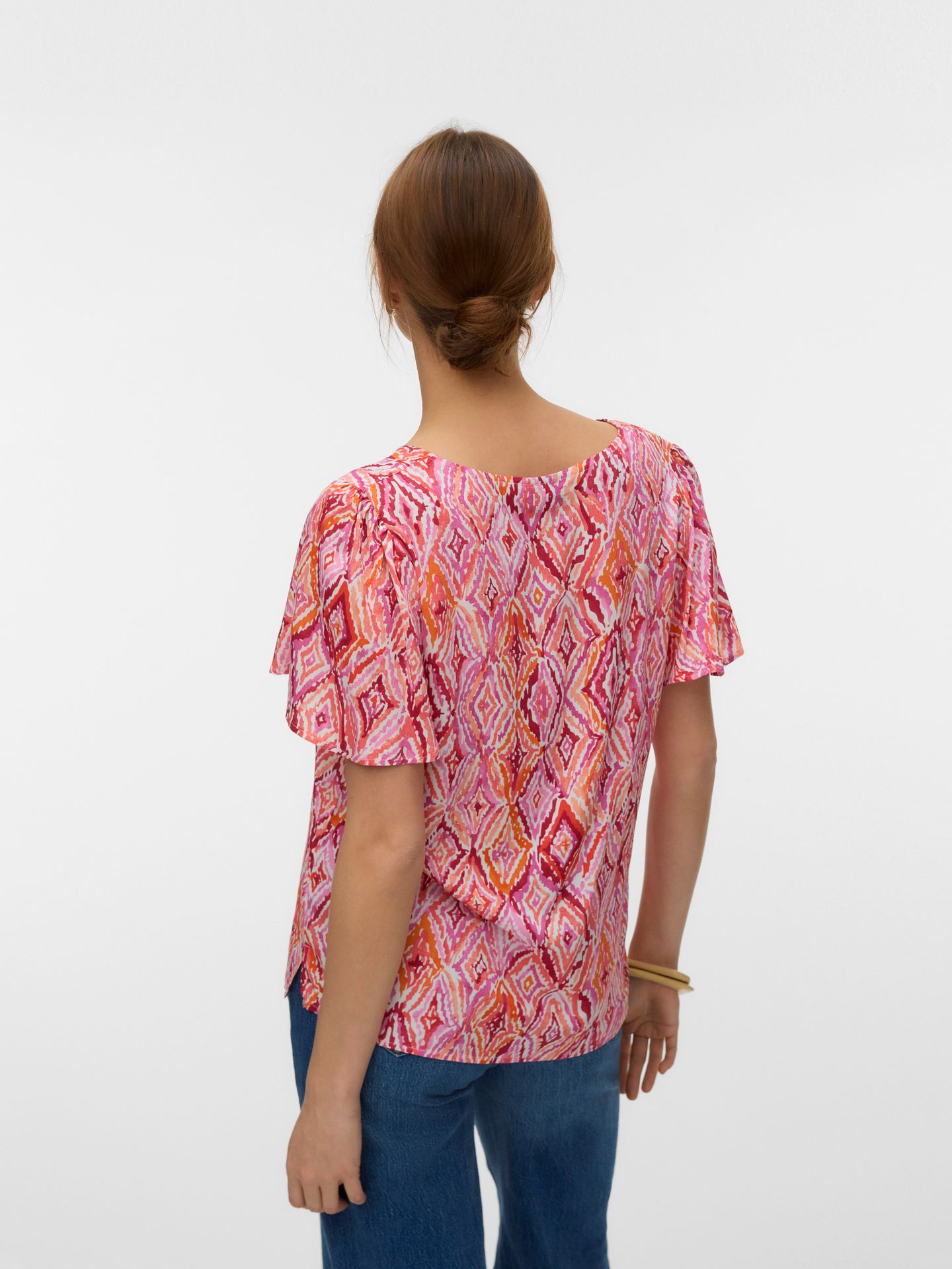 Vero Moda VMEASY JOY V-NECK SS BLOUSE WVN GA Snow White/Dina 2900165409039