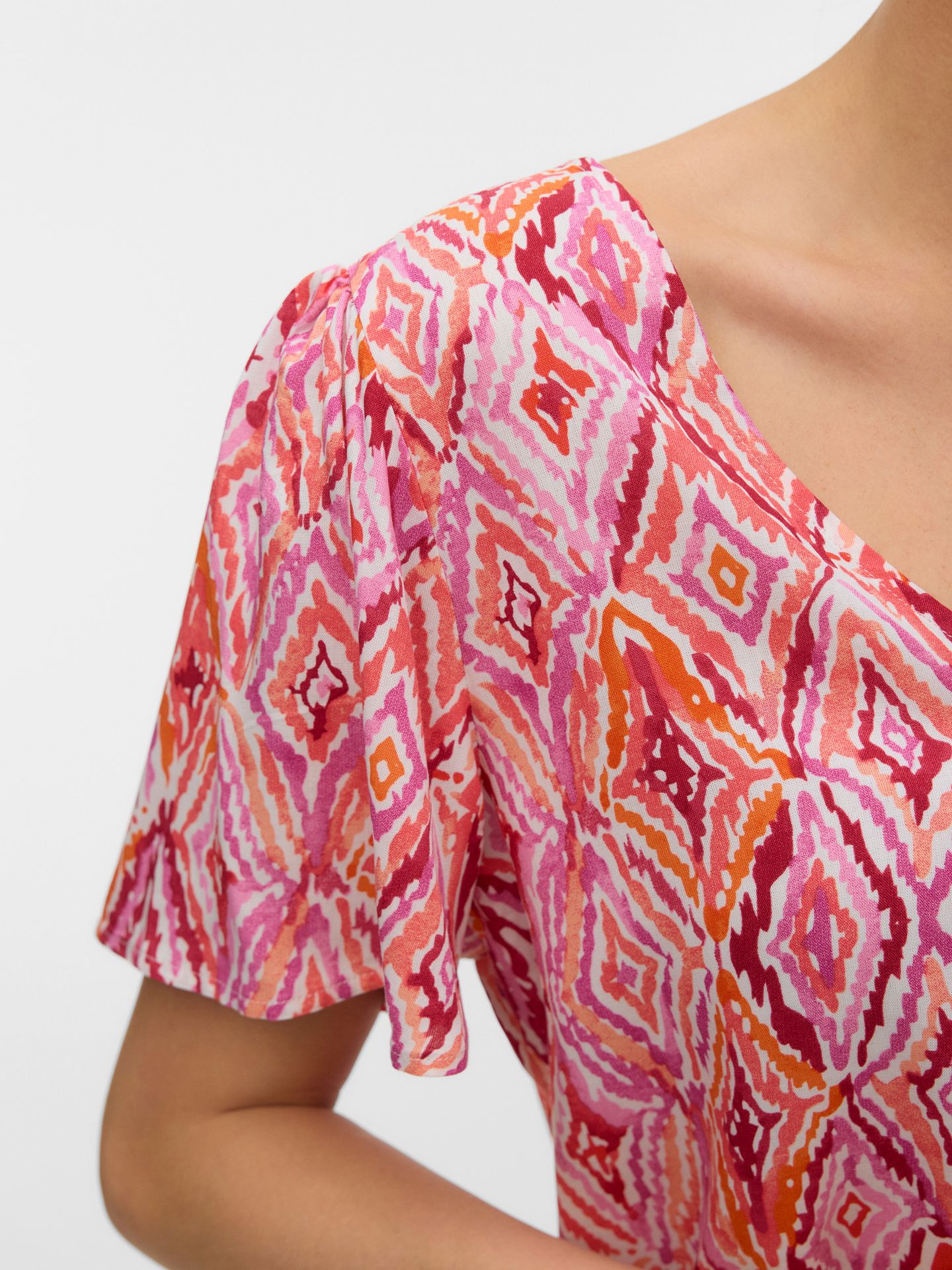 Vero Moda VMEASY JOY V-NECK SS BLOUSE WVN GA Snow White/Dina 2900165409039