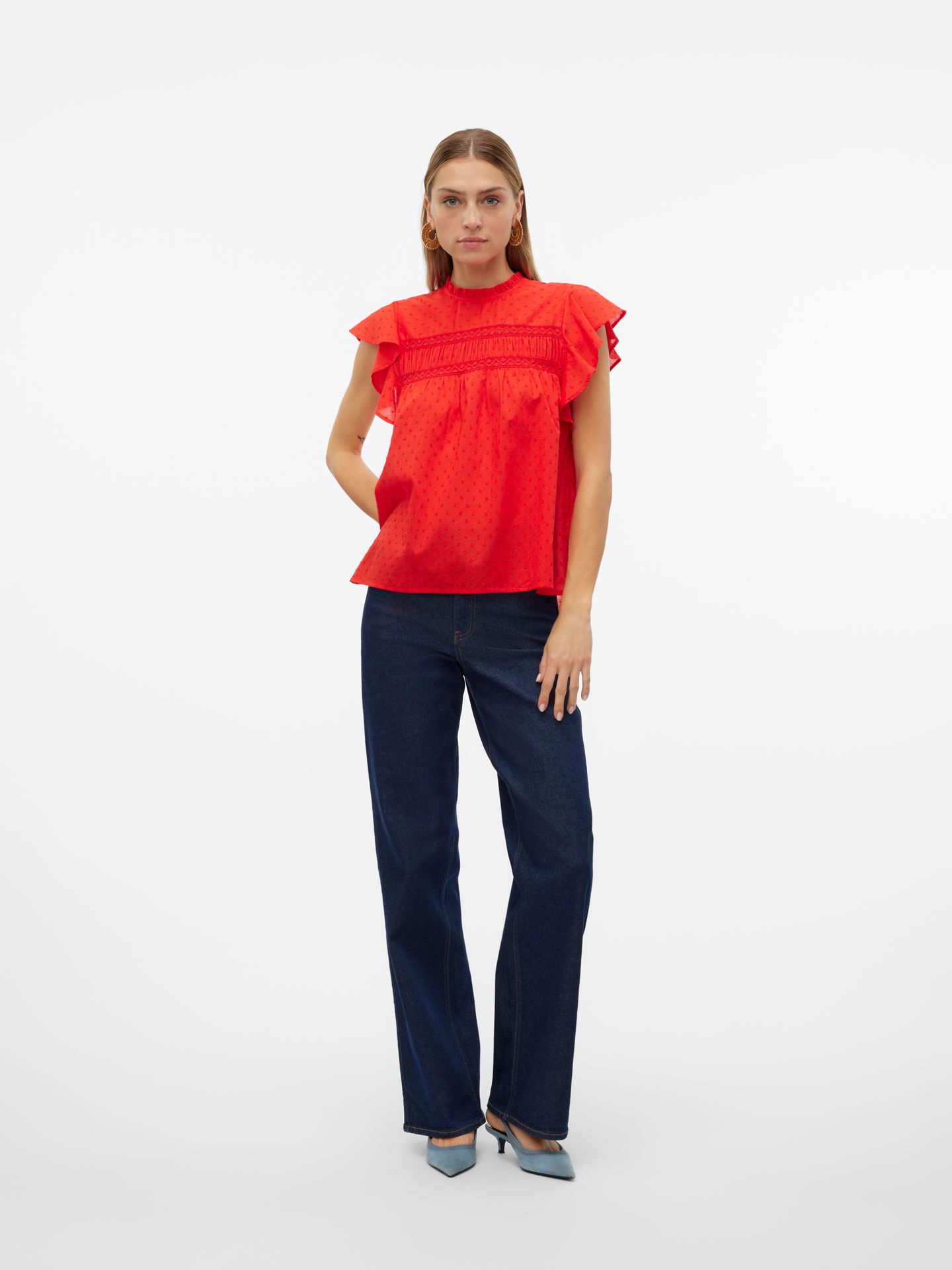 Vero Moda VMTRINE SL LACE TOP WVN GA NOOS High Risk Red 2900150436026 Vero Moda VMTRINE SL LACE TOP WVN GA NOOS High Risk Red 2900150436026