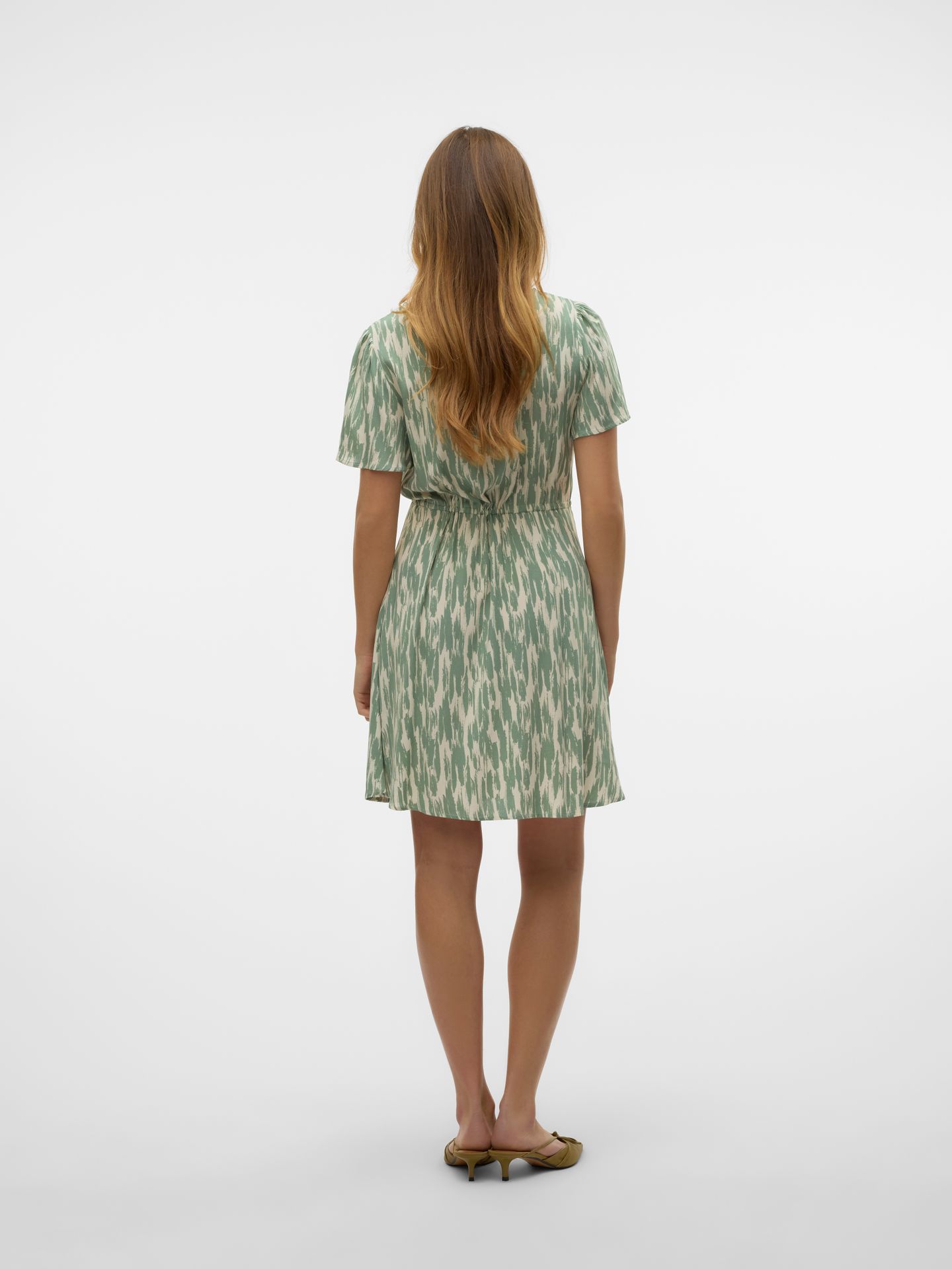 Vero Moda VMEASY JOY SS SHORT DRESS WVN GA Birch/Hedge green josey 2900154976047