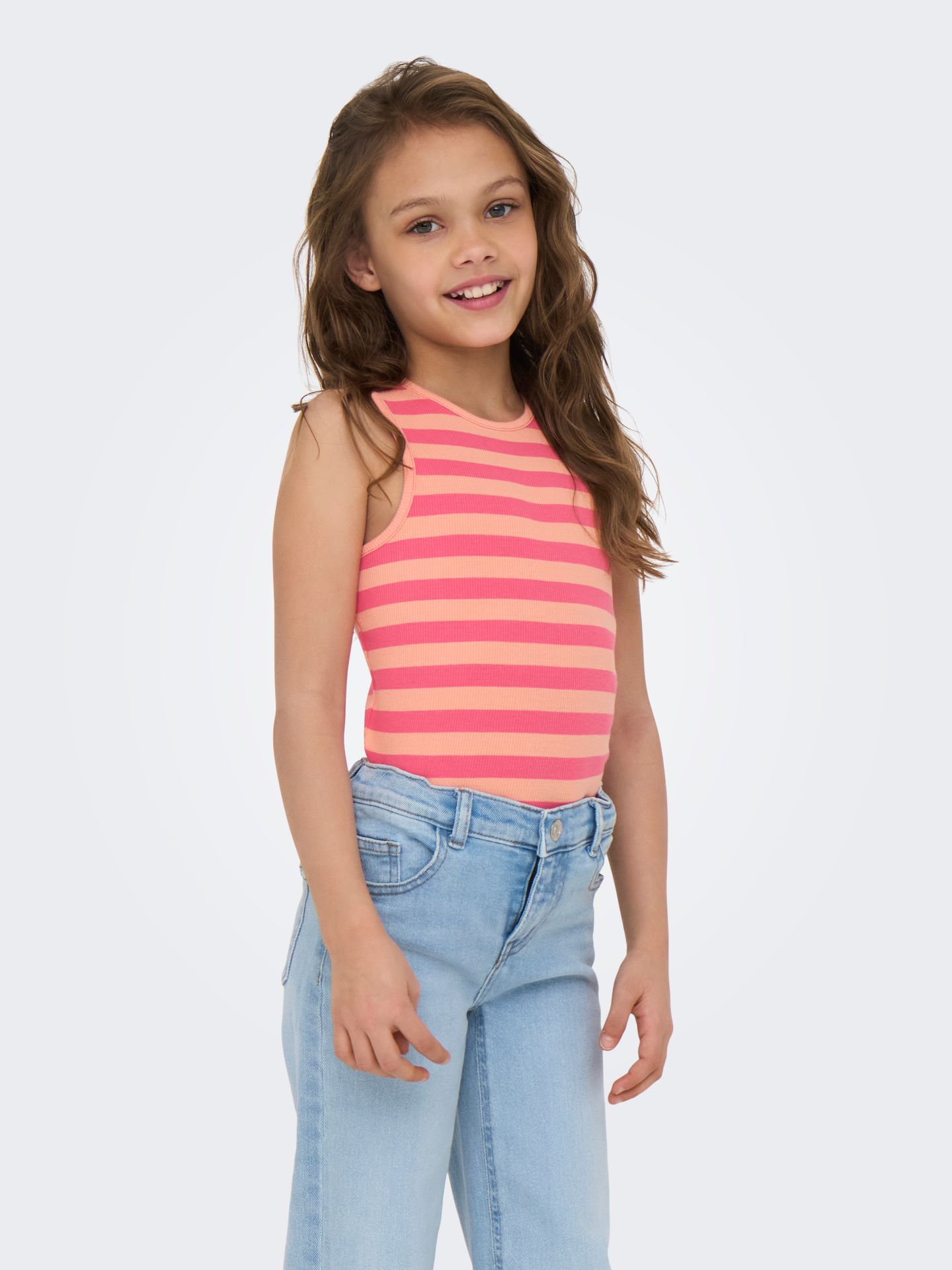 Only KOGKENYA RIB STRIPE TANK TOP JRS Camellia Rose/Salmon 2900155233026