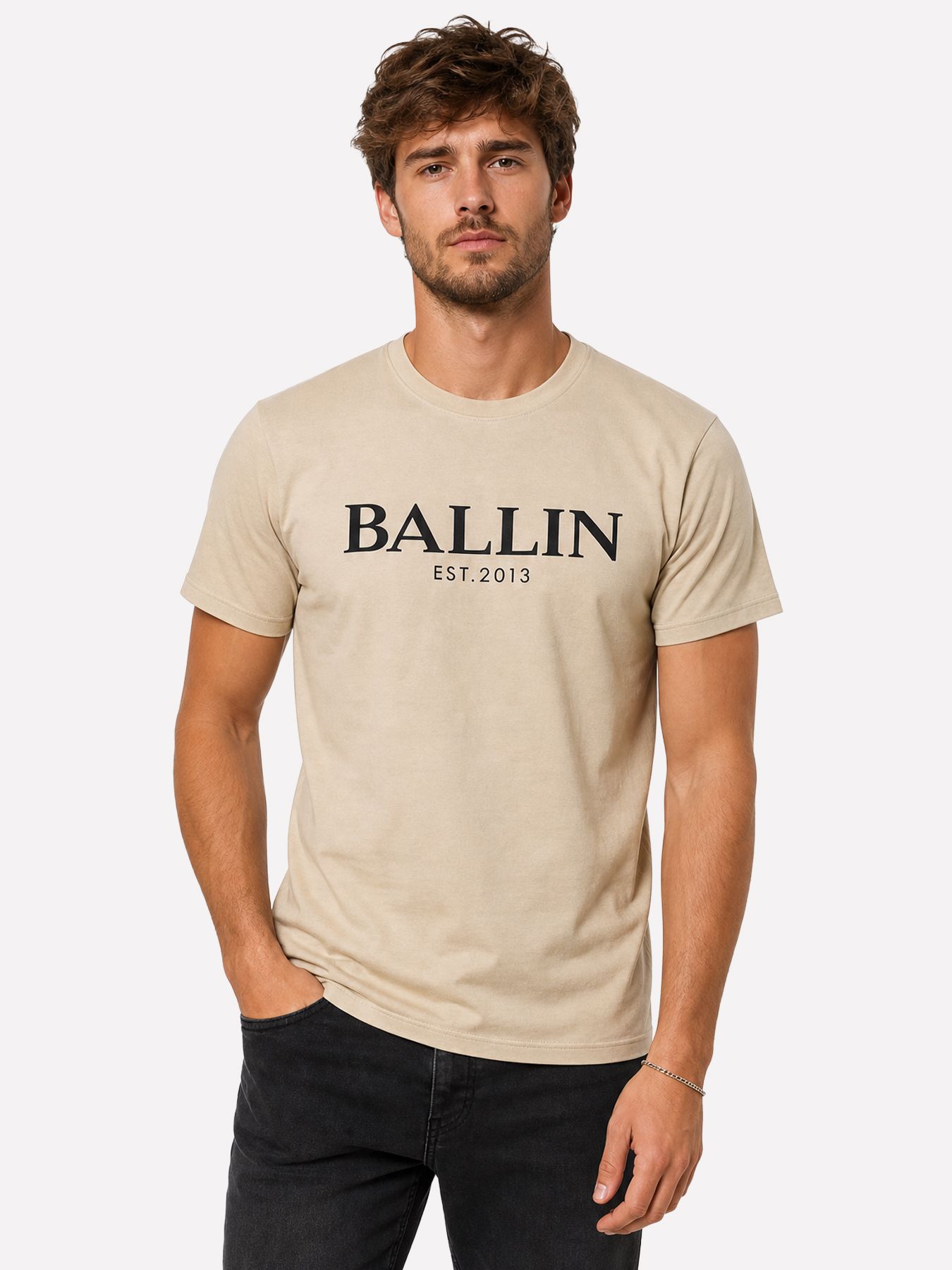 Ballin Basic Tee Zand/Zwart 00108607-ZANDZW