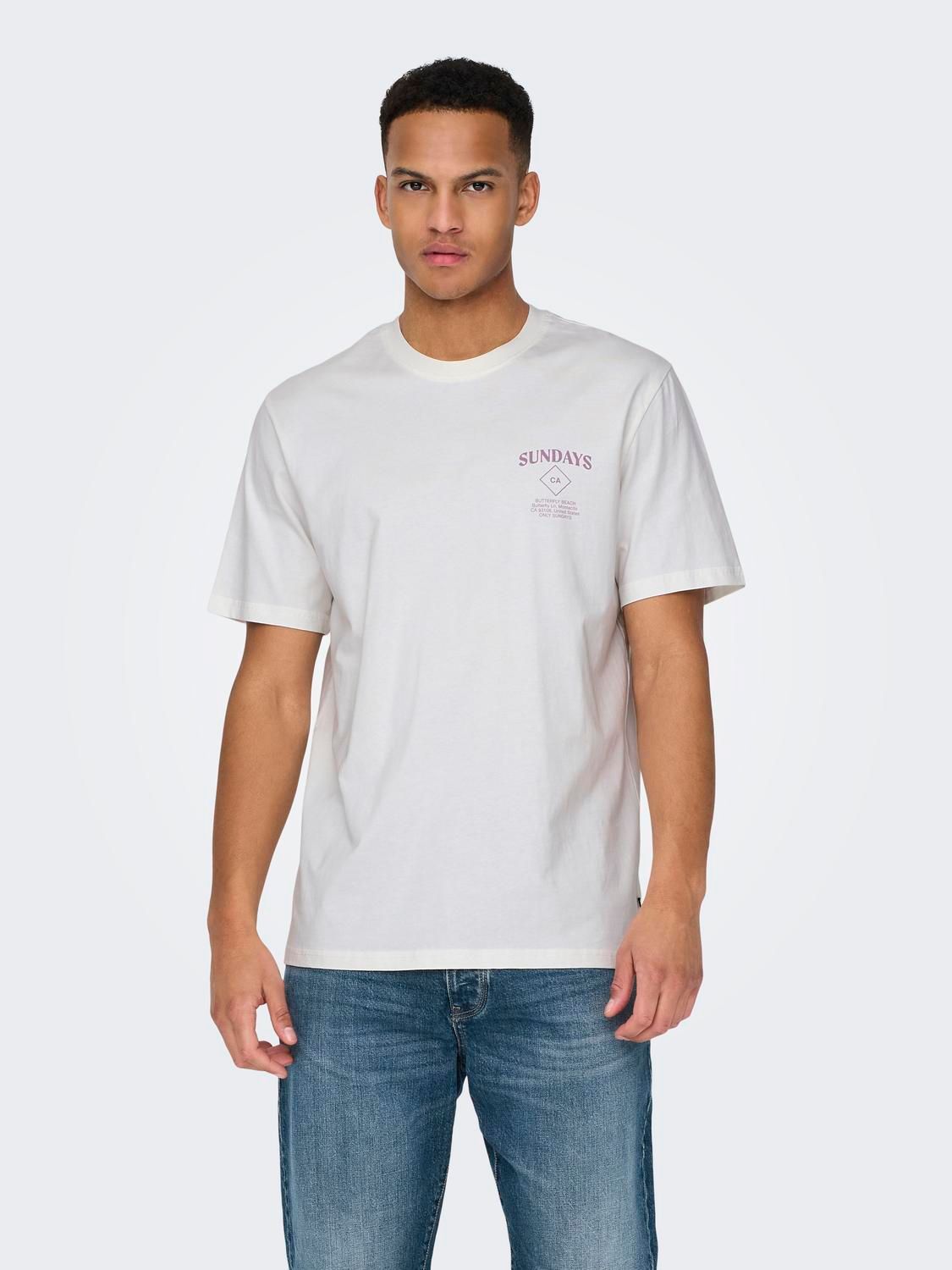 Only & Sons ONSKYE REG PHOTO SS TEE Cloud Dancer/SUNDAYS 2900147741027