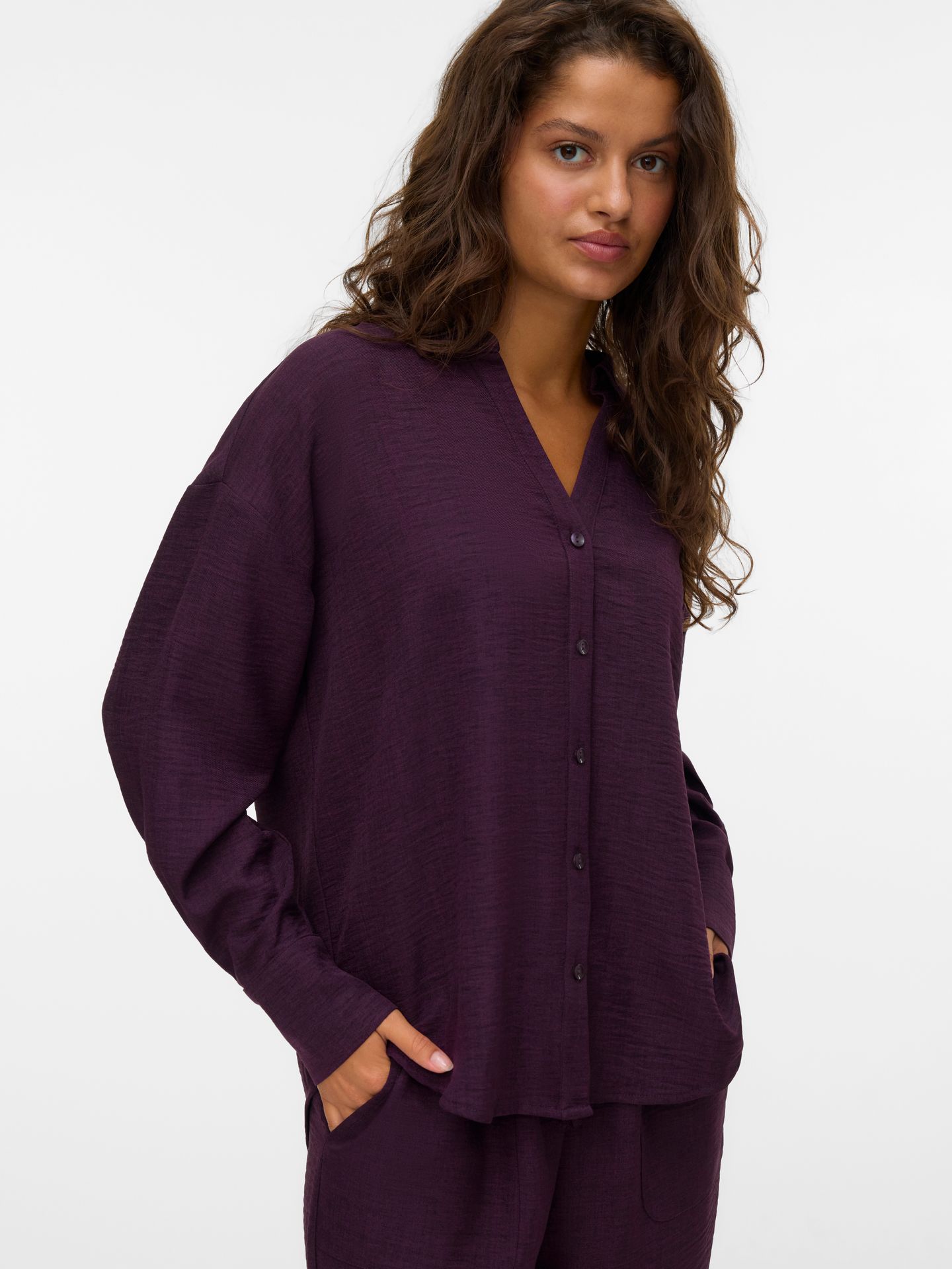 Vero Moda VMMELANEY QUEENY LS SHIRT WVN NOOS Winetasting 00108662-EKA26011400003045
