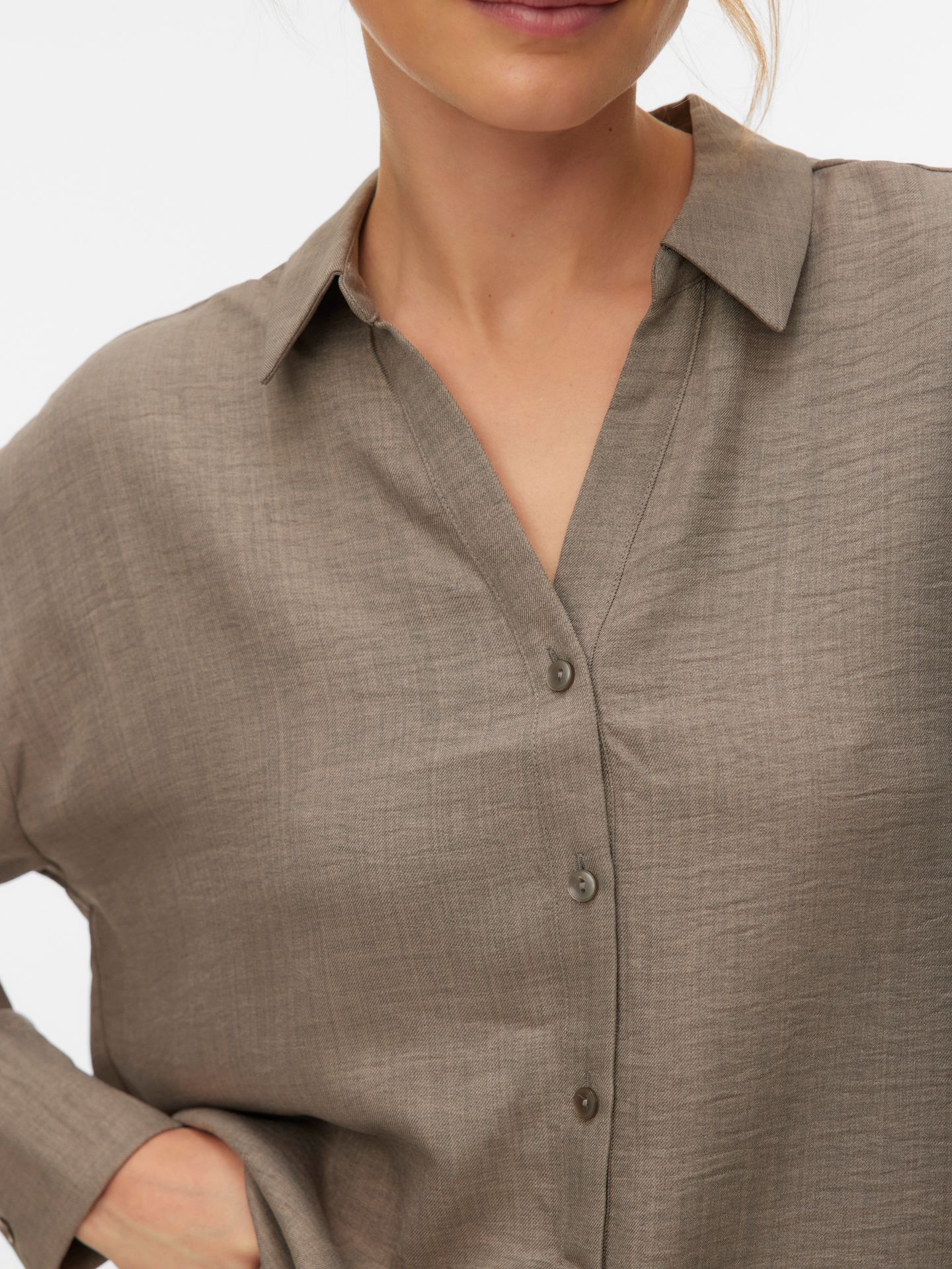 Vero Moda VMMELANEY QUEENY LS SHIRT WVN NOOS Brindle 2900162200059