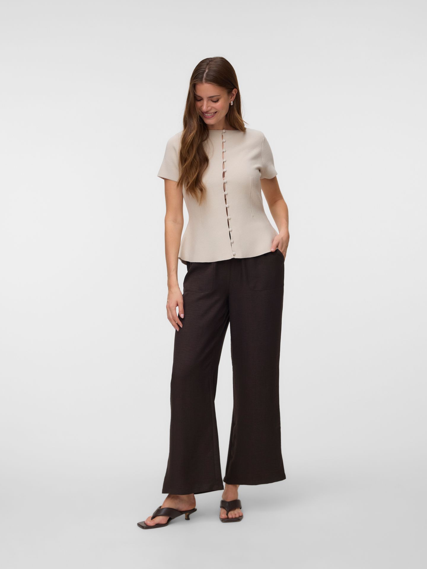 Vero Moda VMMELANEY HW LOOSE PANT WVN GA NOOS Chocolate Torte 2900167992034