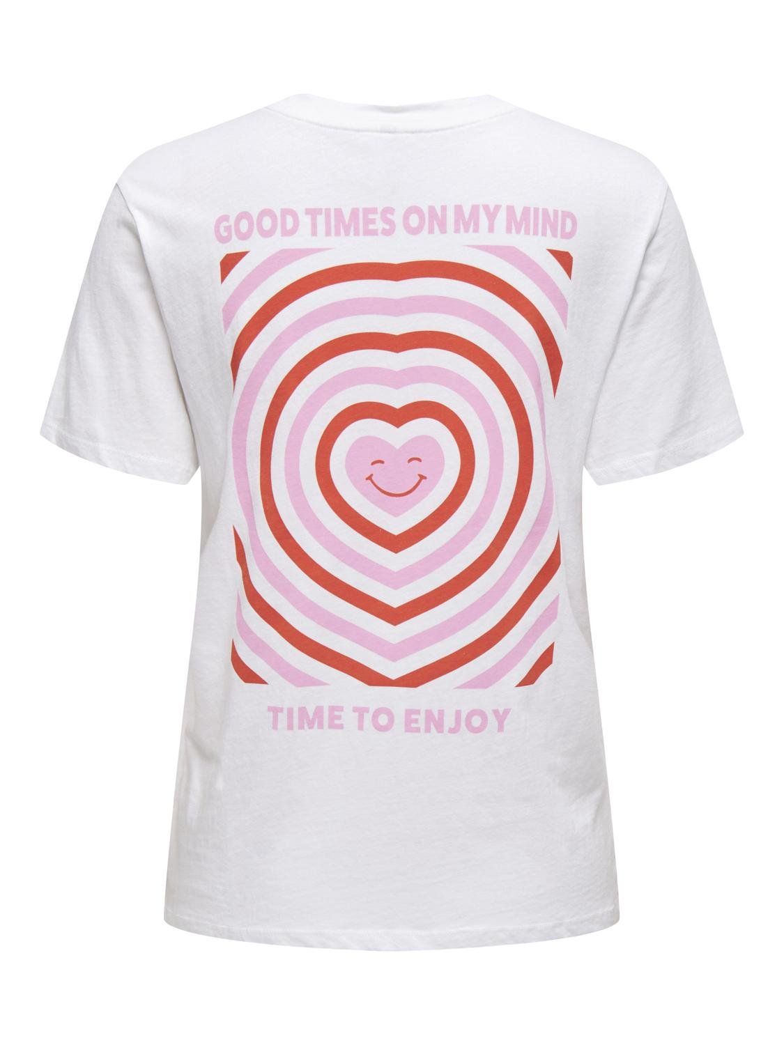 Only ONLLUCIA REG S/S TOP JRS Bright White/Good times on my mind 00108713-EKA26011400000290