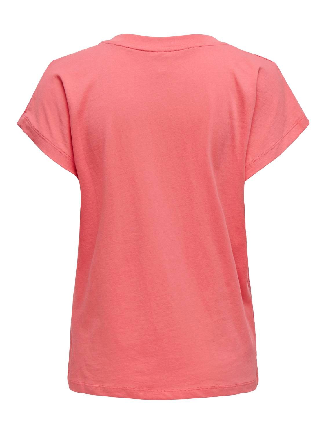 Only ONLLULU LIFE S/S V-NECK TOP BOX JRS Coral Paradise/Broderie anglais 2900148024044