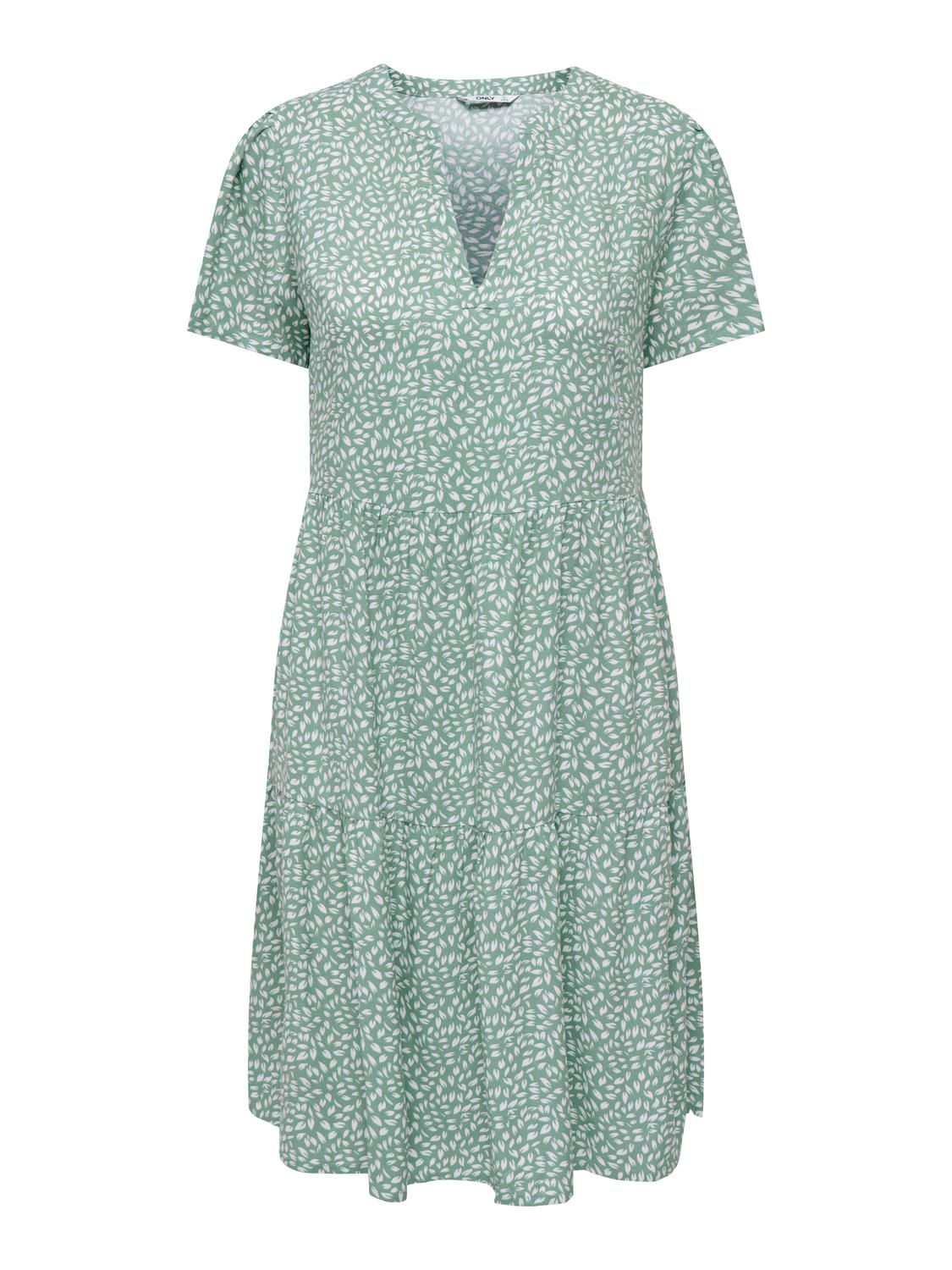Only ONLZALLY LIFE S/S THEA DRESS NOOS P Chinois Green/White leafs 2900148045049