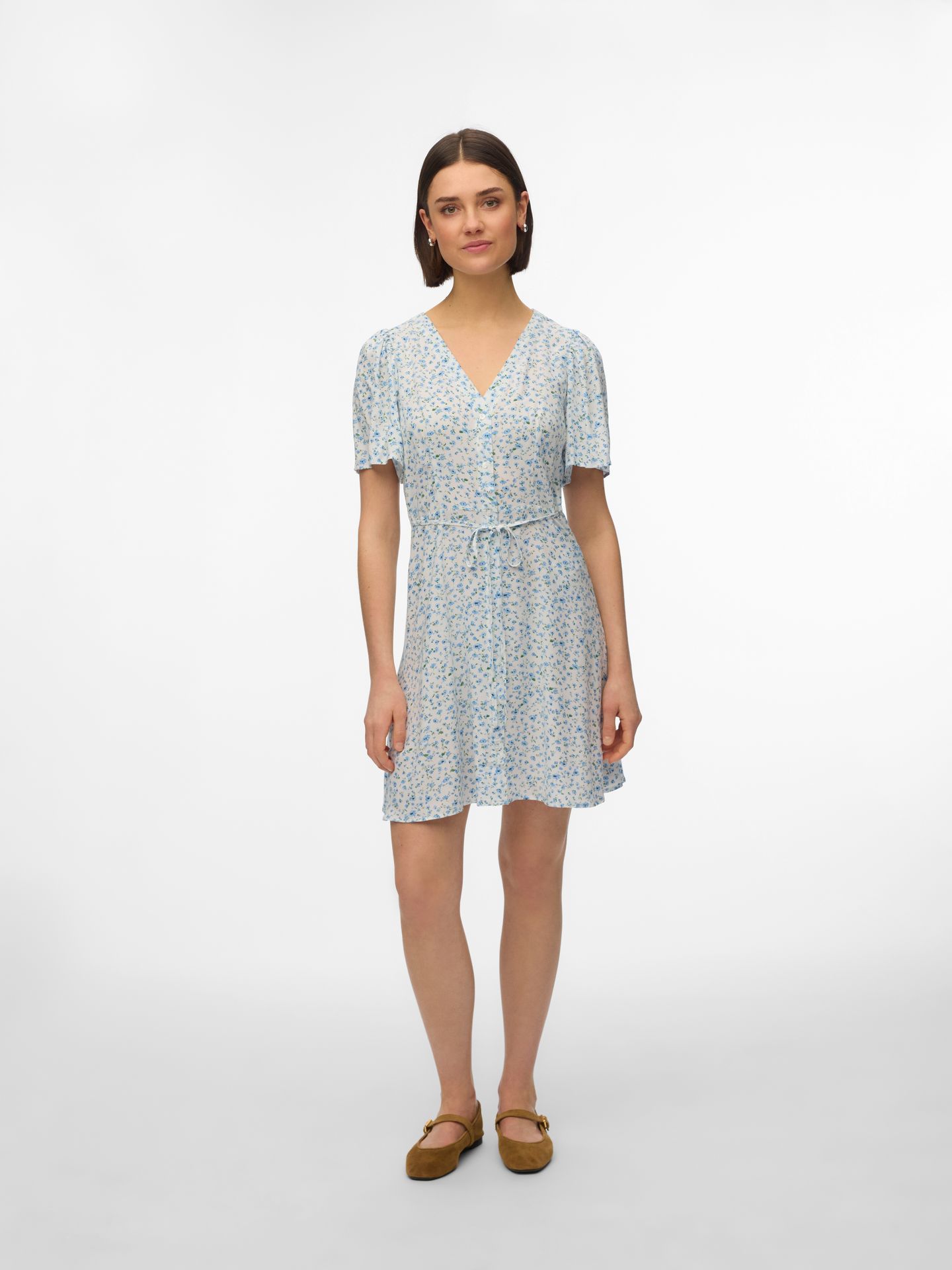 Vero Moda VMALBA SS SHORT DRESS WVN GA NOOS Snow White/Blue Brooke 2900165933039