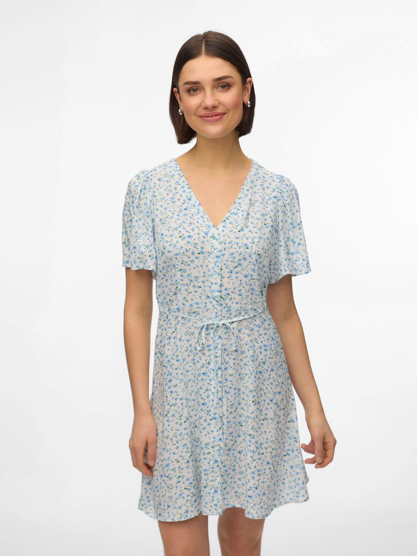 Vero Moda VMALBA SS SHORT DRESS WVN GA NOOS Snow White/Blue Brooke 00108798-EKA26011400003442