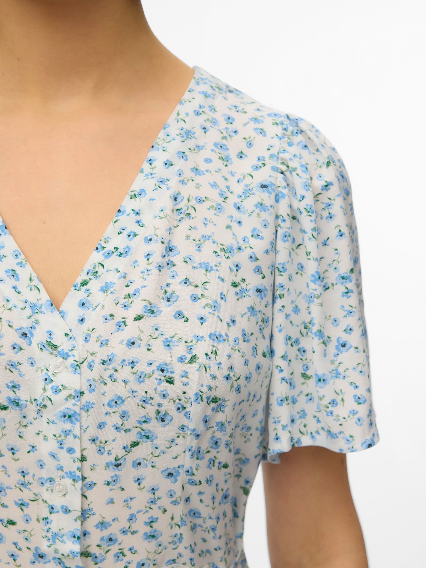 Vero Moda VMALBA SS SHORT DRESS WVN GA NOOS Snow White/Blue Brooke 2900165933039