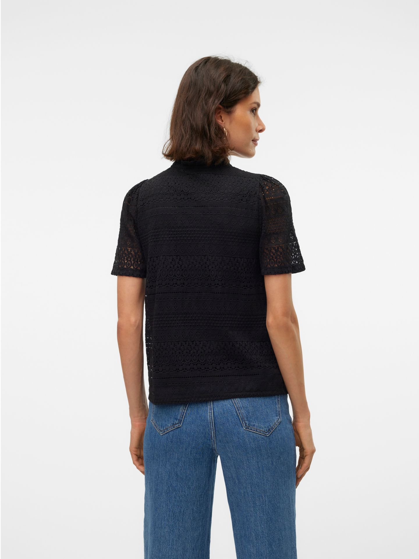 Vero Moda VMHONEY LACE S/S TASSEL TOP WVN GA Black/COATED 2900155677011