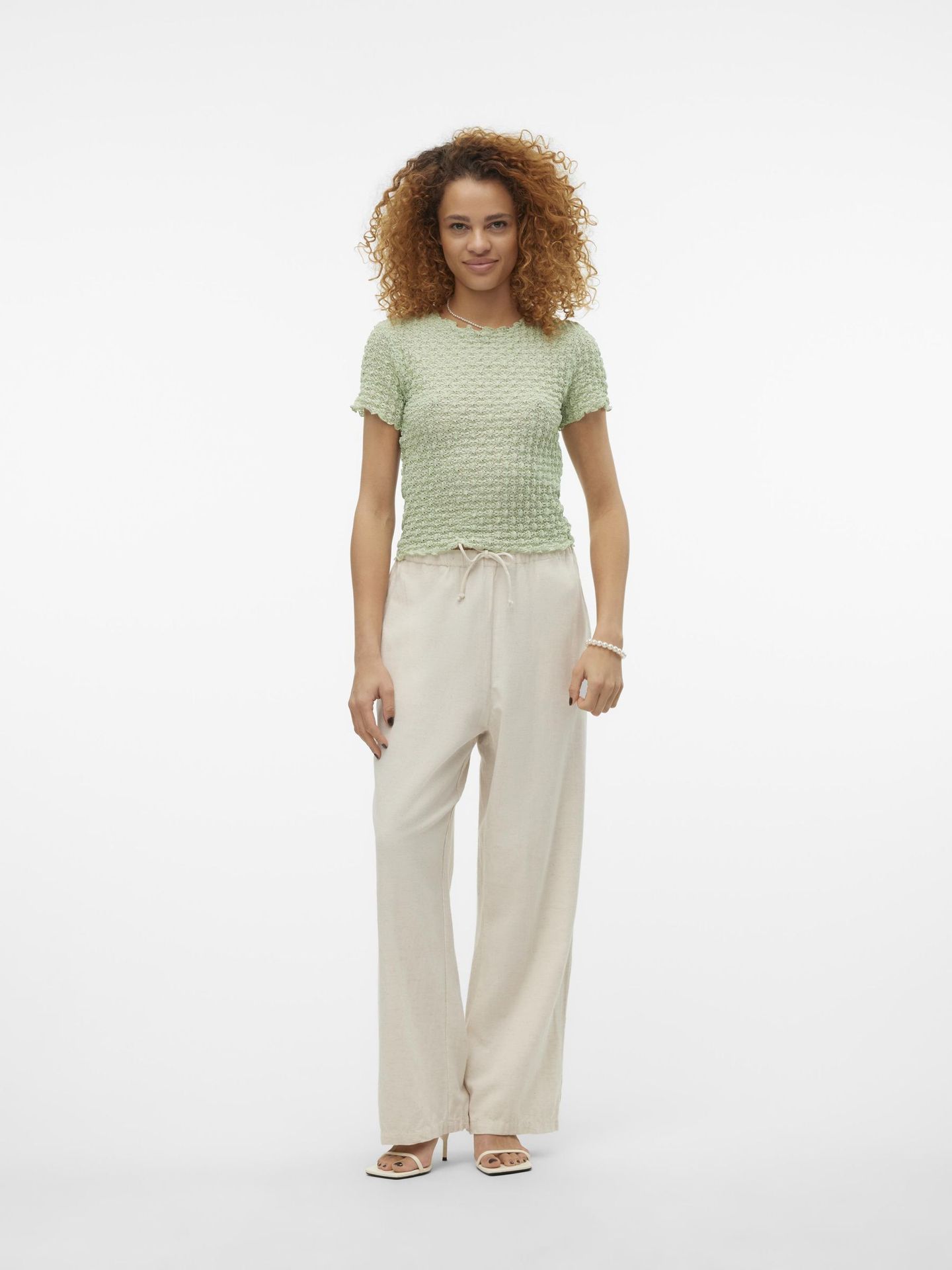 Vero Moda VMSHELBY SS O-NECK SHORT TOP VMA NO Smoke Green 2900148216029