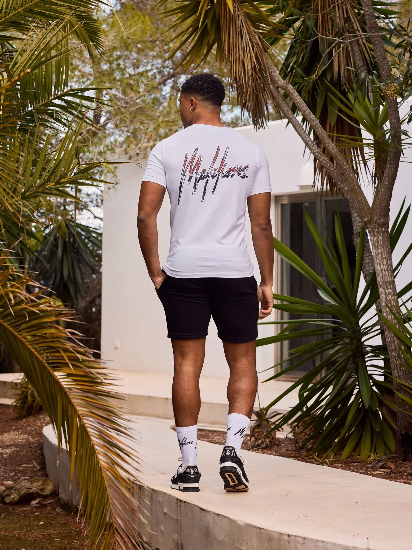 Malelions Men split 2.0 t-shirt White/Dark mauve 00109025-218