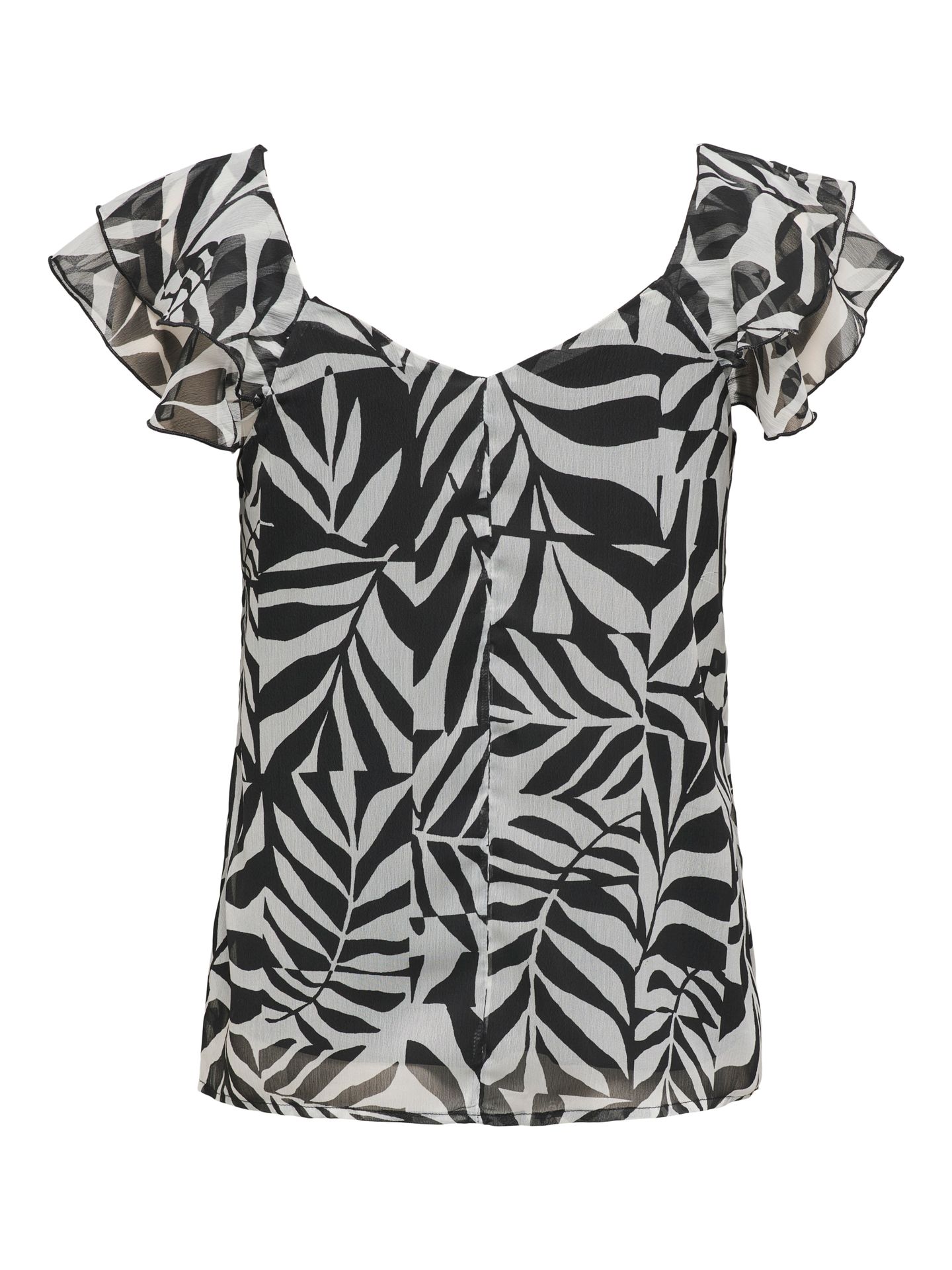 Only ONLASTA LIFE CAPSLEEVE V-NECK TOP P Black/Monochrome leafy 2900156476019