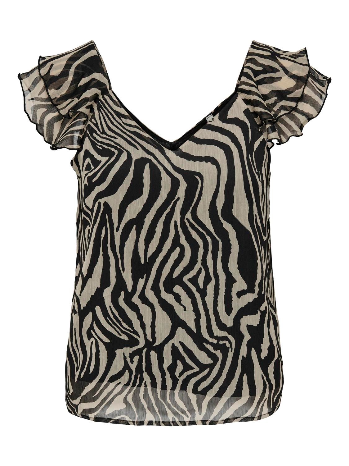 Only ONLASTA LIFE CAPSLEEVE V-NECK TOP P Black/Rooted zebra 2900148528054