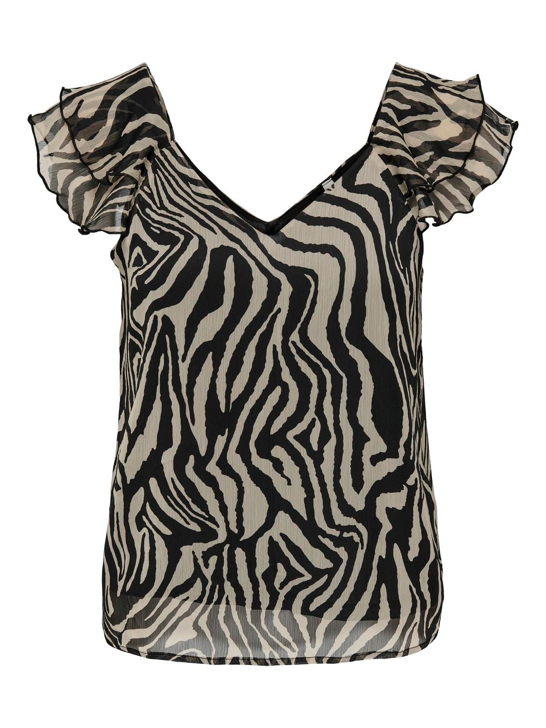 Only ONLASTA LIFE CAPSLEEVE V-NECK TOP P Black/Rooted zebra 00109039-EKA26011400000166