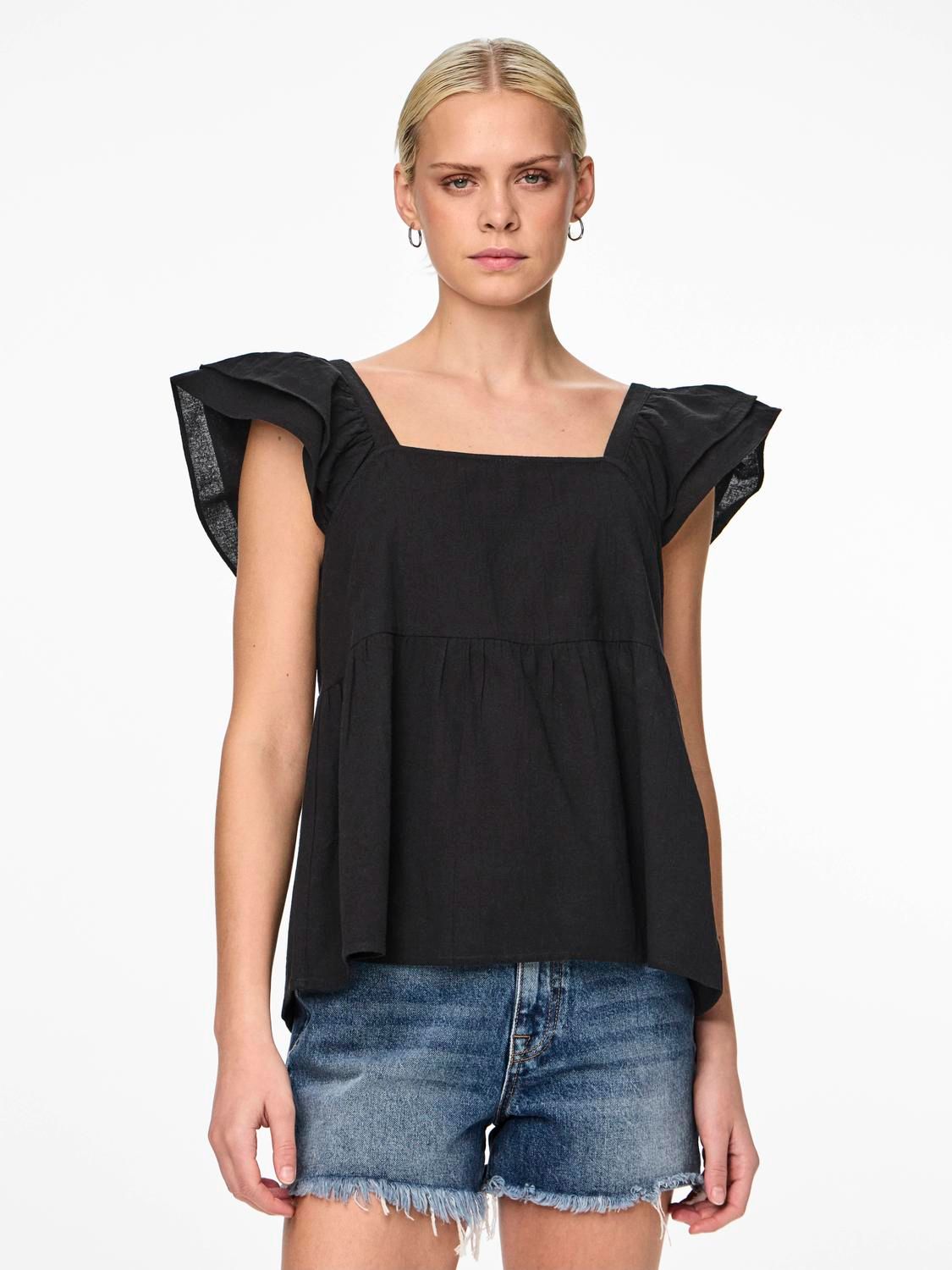 Pieces PCMILLA SL FLOUNCE TOP Black 2900148543019